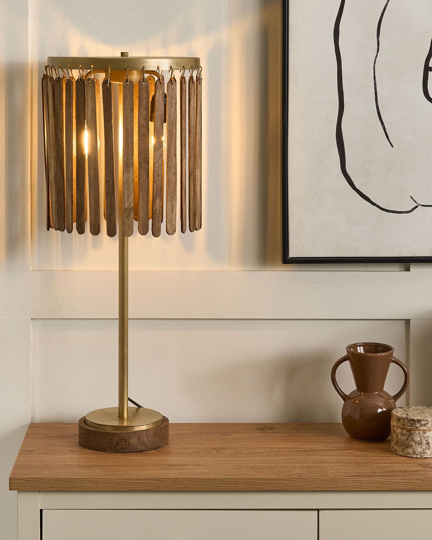 Tischleuchte KAVERI Mango Holz Braun