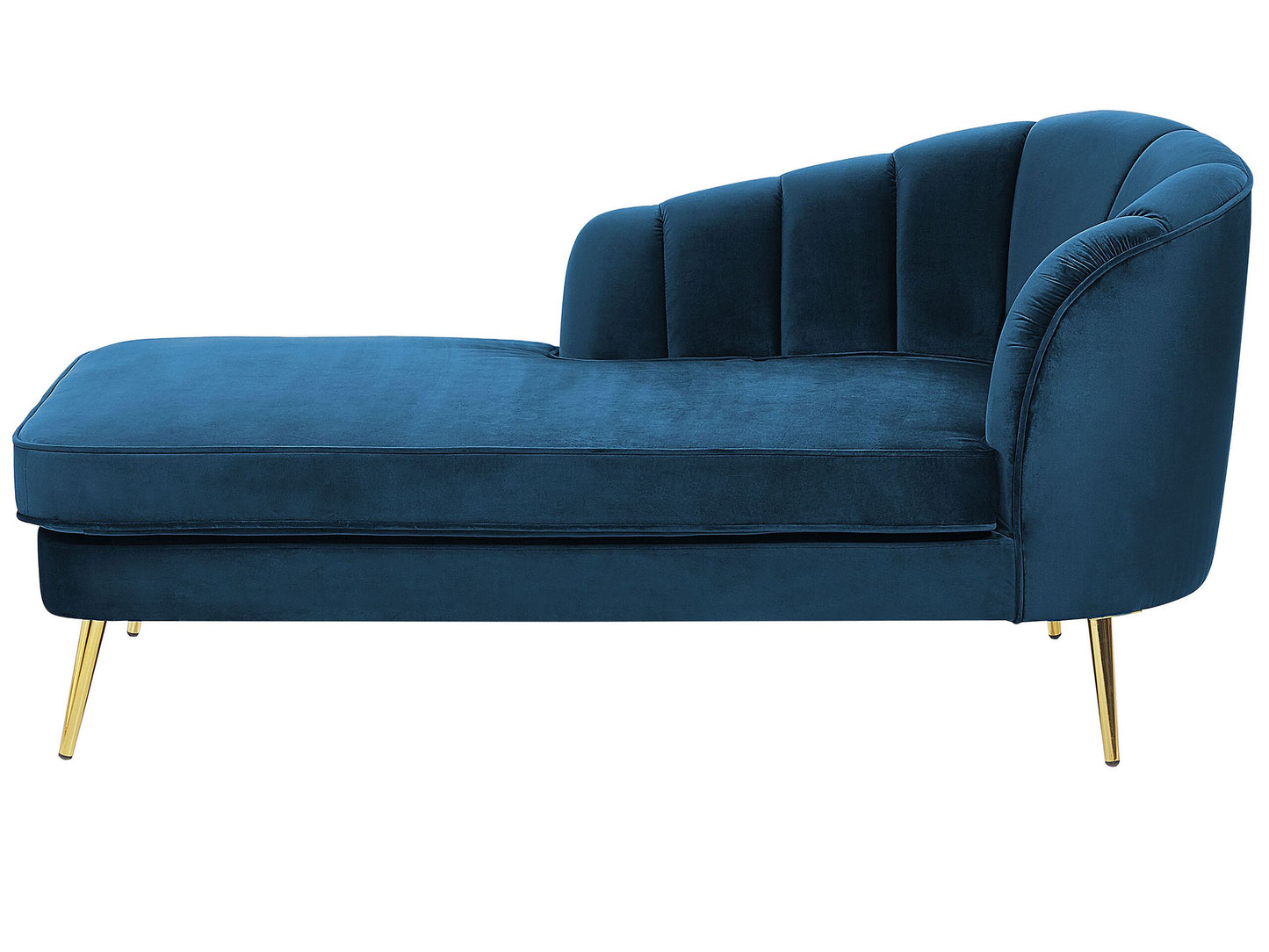 Chaiselongue Samtstoff marineblau rechtsseitig ALLIER