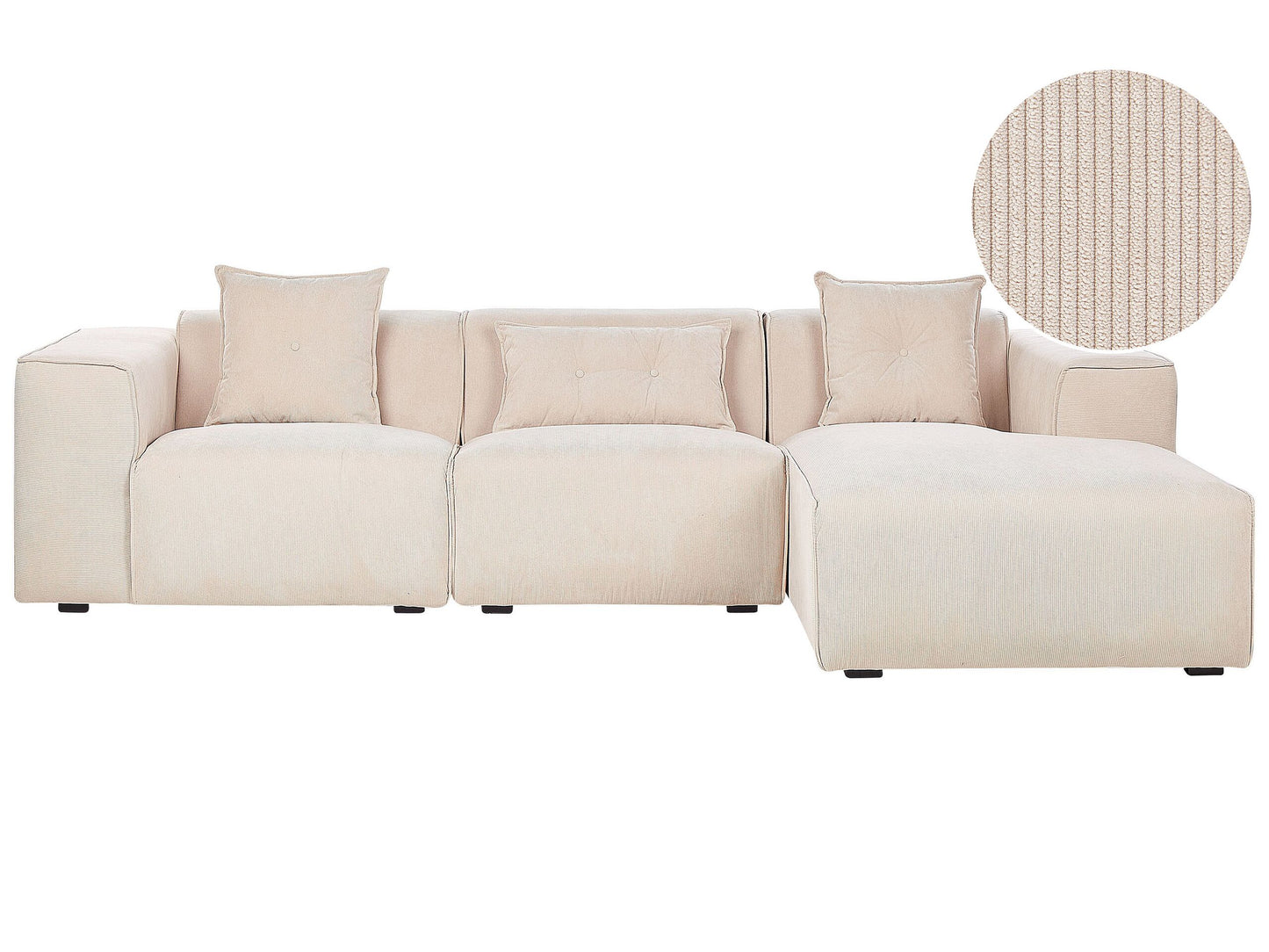 3-Sitzer Ecksofa Cord beige linksseitig DOLVA
