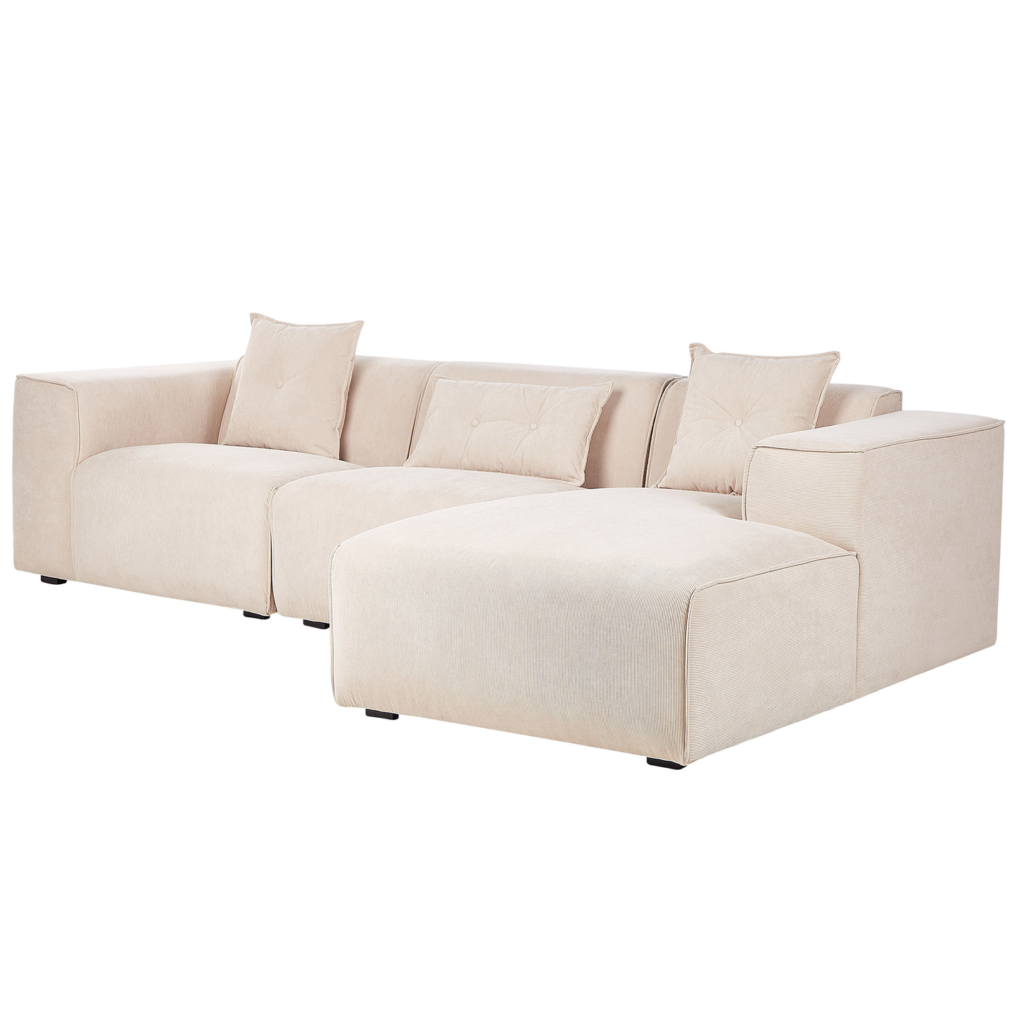 3-Sitzer Ecksofa Cord beige linksseitig DOLVA