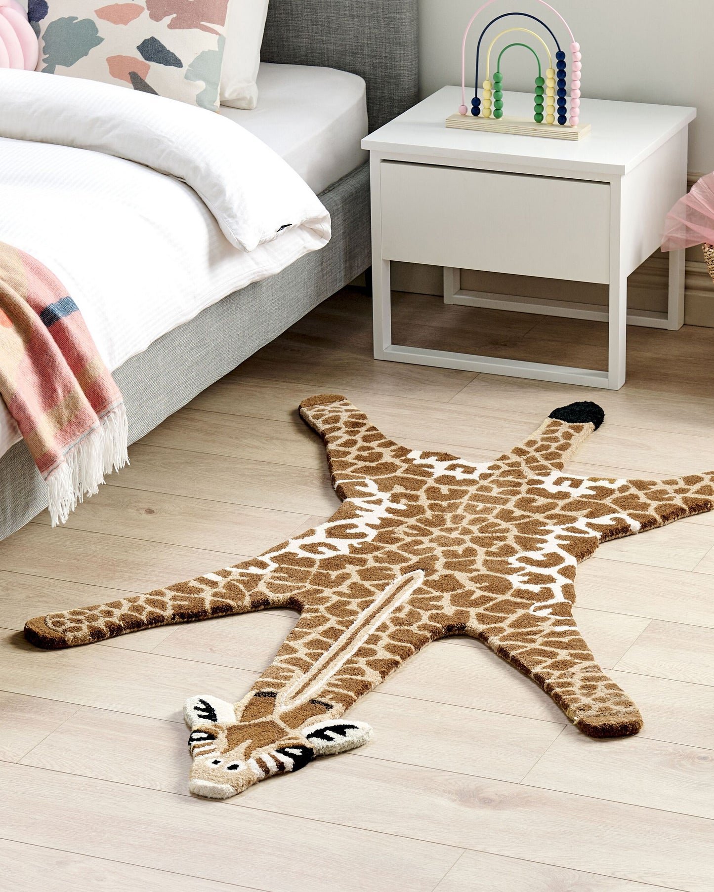 Kinderteppich Wolle braun / beige 100 x 160 cm Giraffenmotiv MELMAN