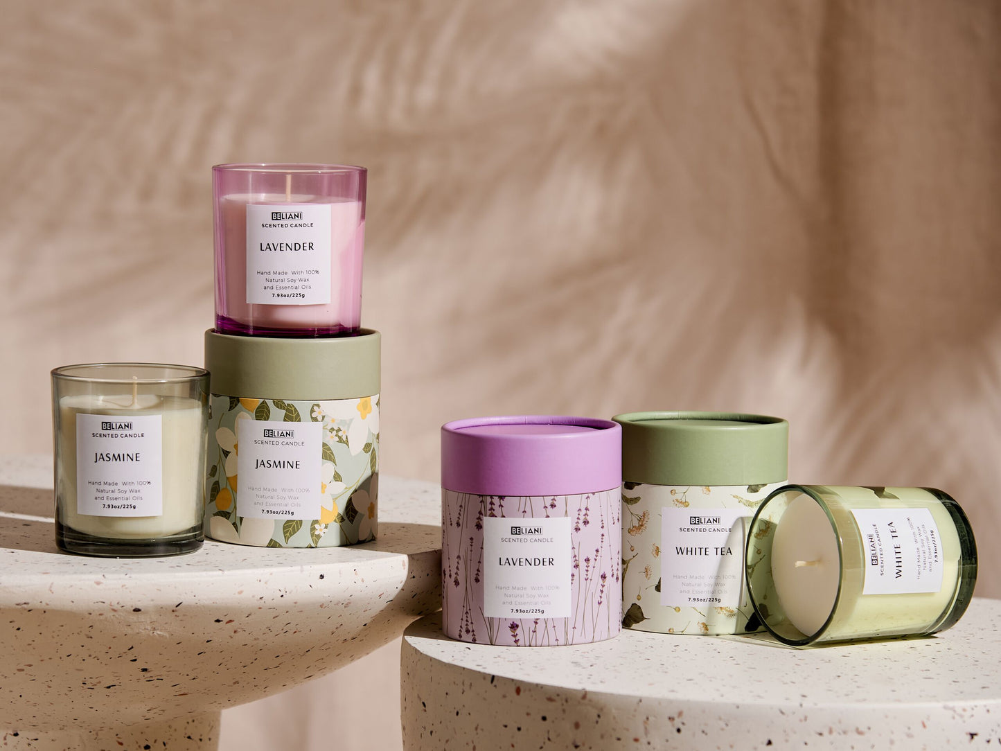 Duftkerzen 3er Set COLORFUL BARREL Sojawachs Frische Note Blumige Note