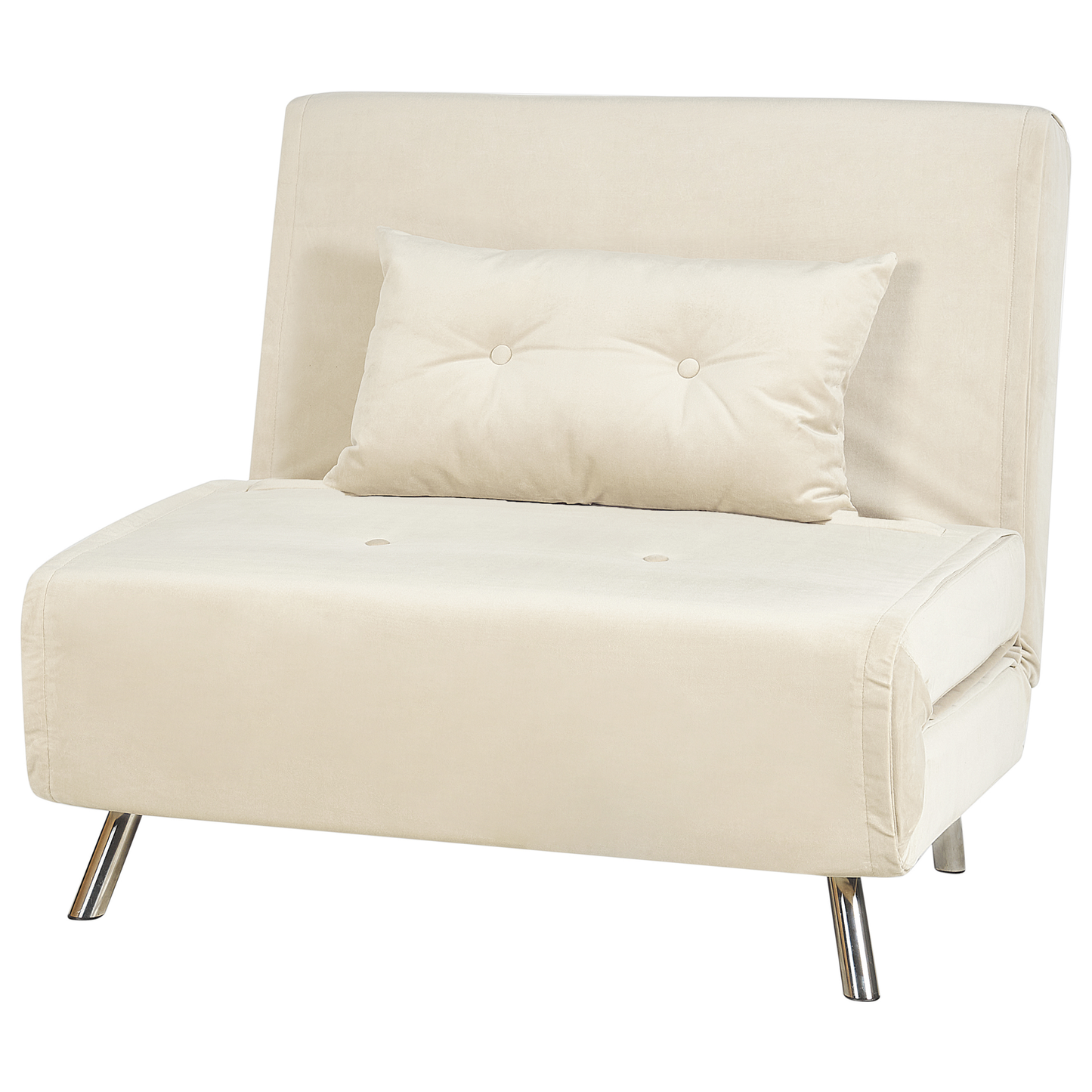 1-Sitzer Schlafsofa Samtstoff creme / silber FARRIS