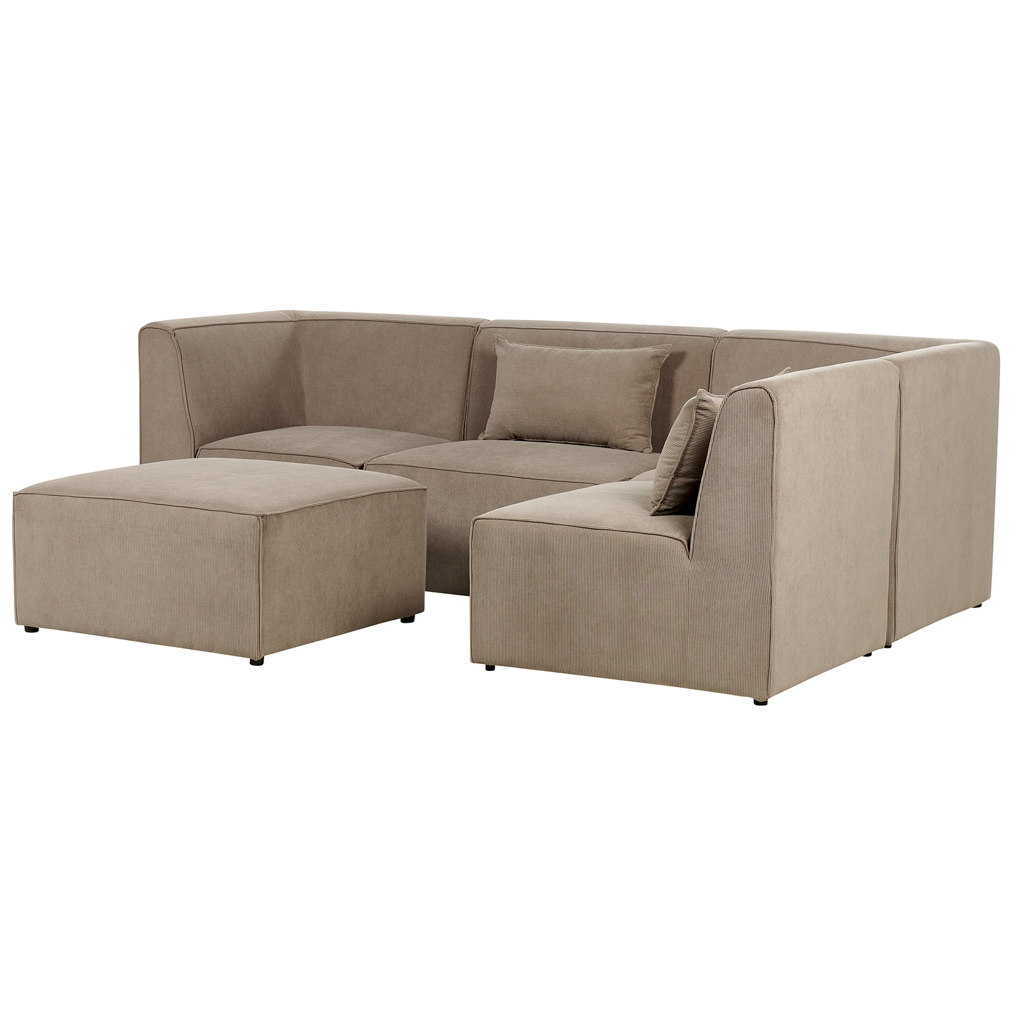 4-Sitzer Ecksofa Cord taupe linksseitig mit Ottomane LEMVIG