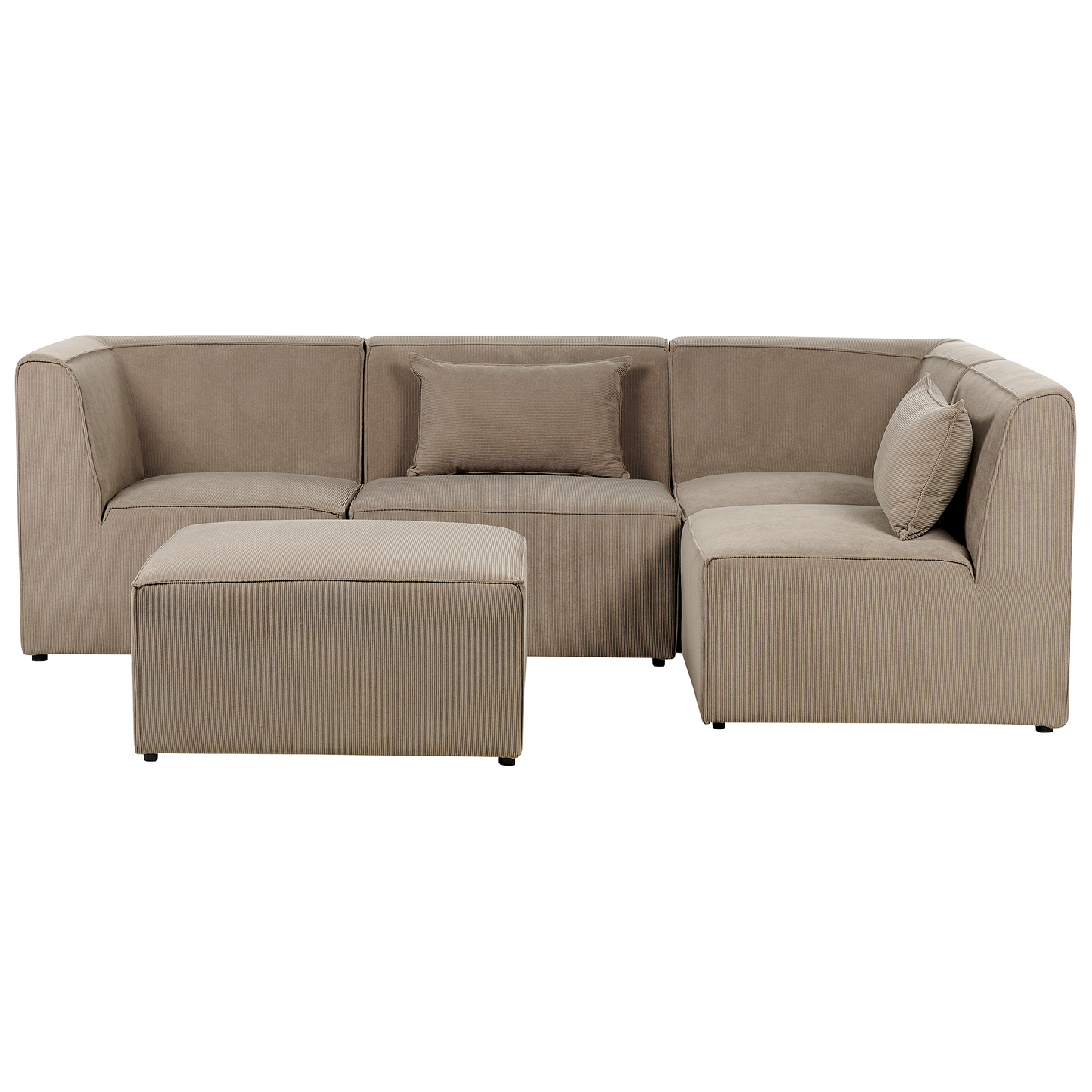 4-Sitzer Ecksofa Cord taupe linksseitig mit Ottomane LEMVIG