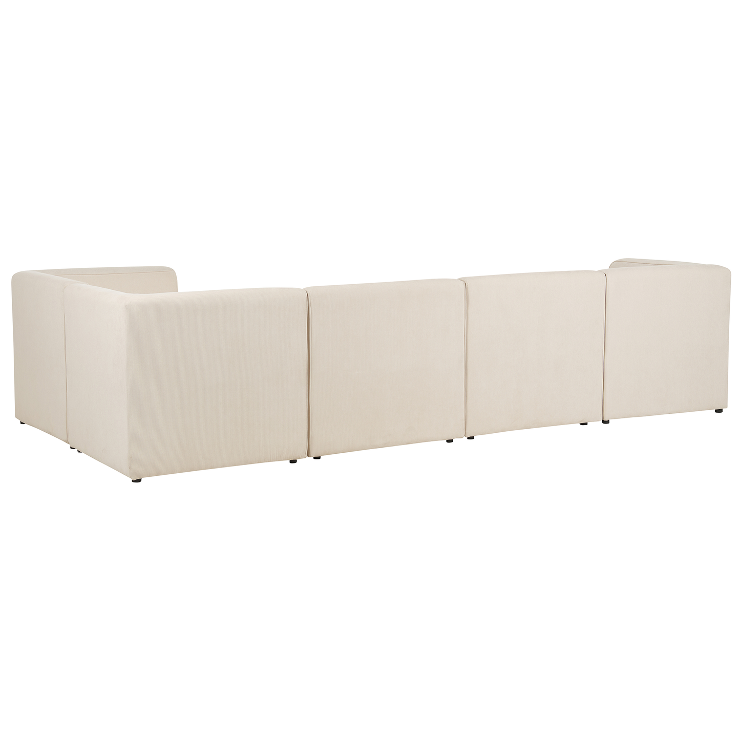 5-Sitzer Ecksofa Cord hellbeige linksseitig mit Ottomane LEMVIG