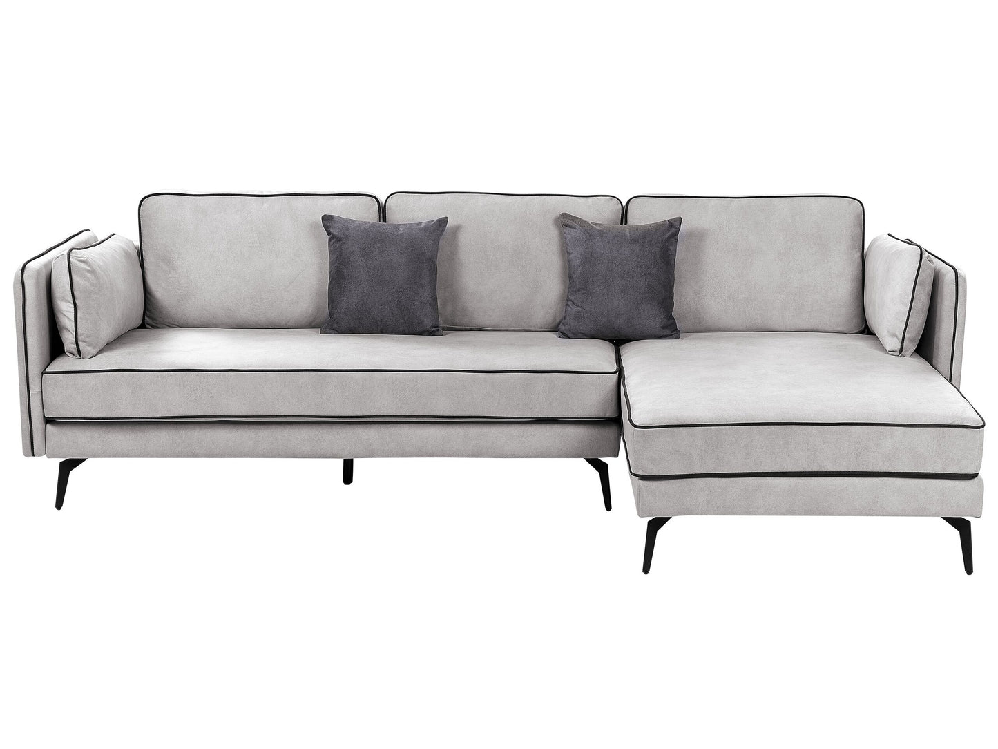 3-Sitzer Ecksofa Samtstoff hellgrau linksseitig ALTAN