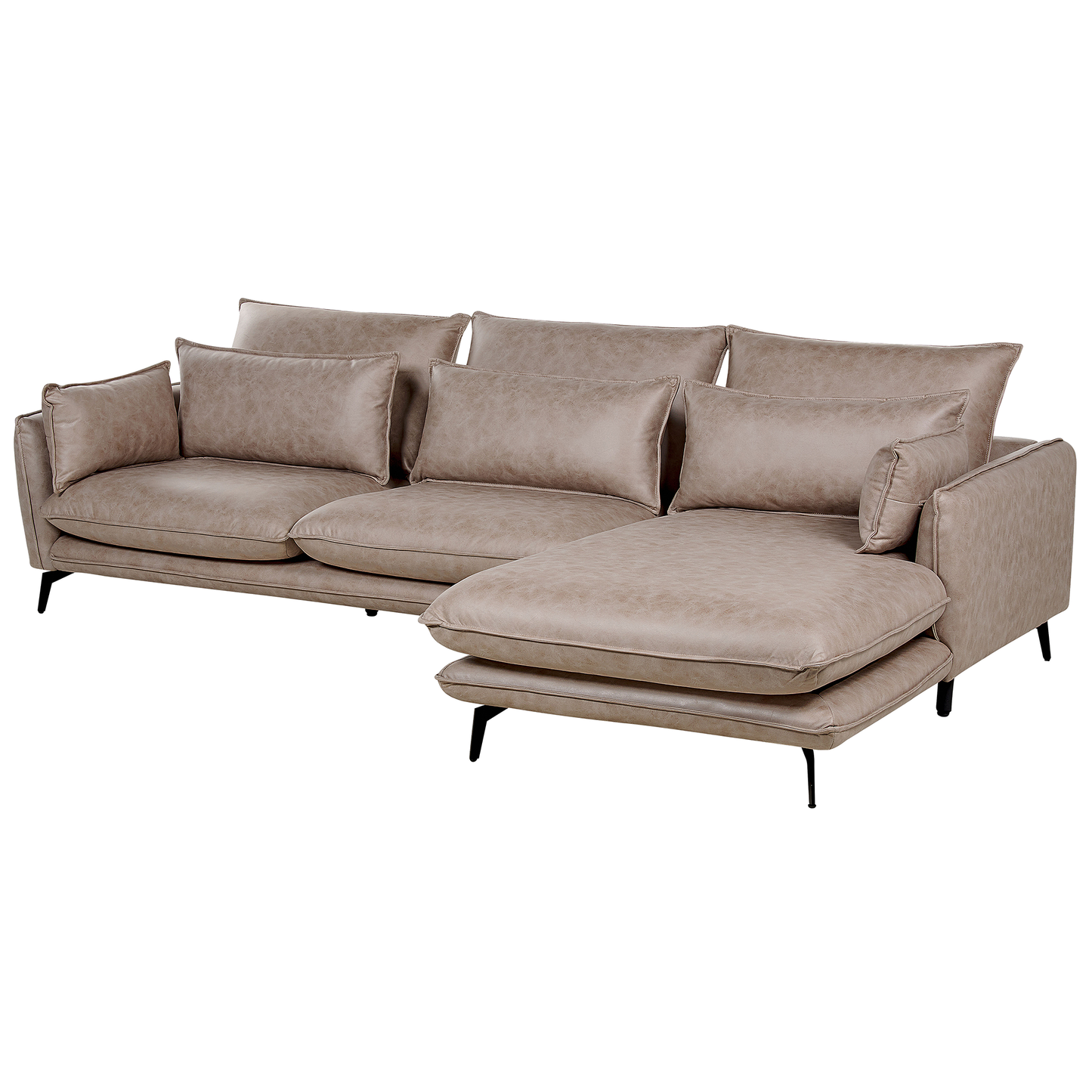 3-Sitzer Ecksofa Kunstwildleder hellbraun linksseitig GALLO