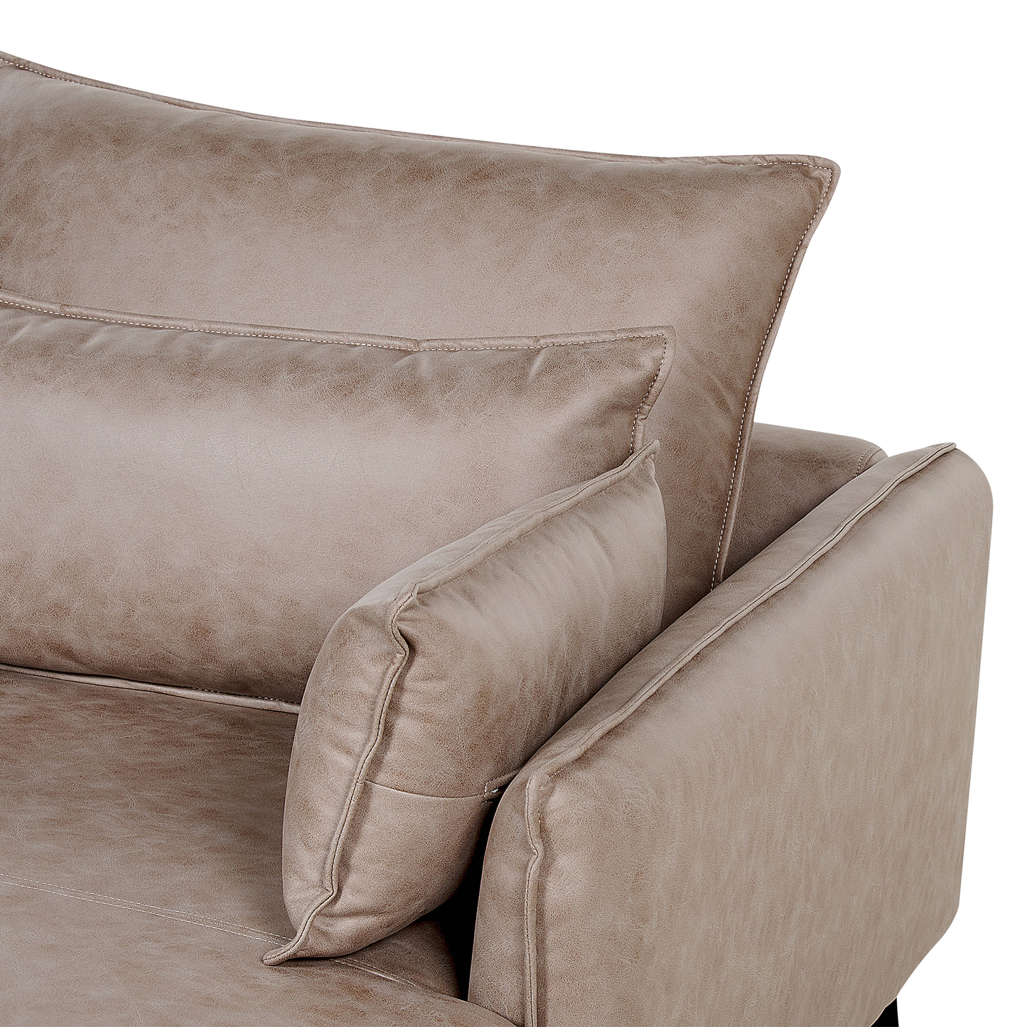 3-Sitzer Ecksofa Kunstwildleder hellbraun linksseitig GALLO