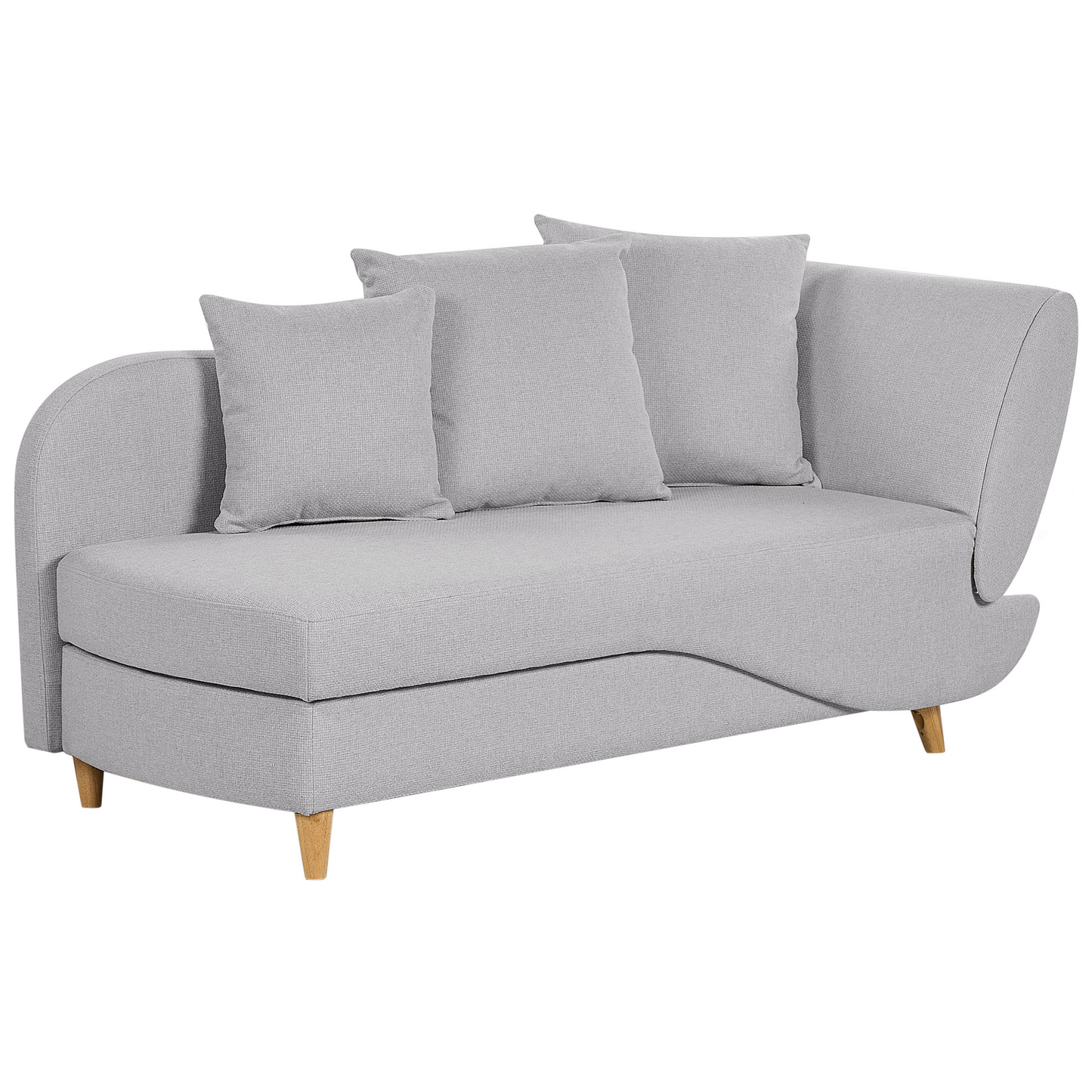 Chaiselongue Leinenoptik hellgrau mit Bettkasten rechtsseitig MERI II