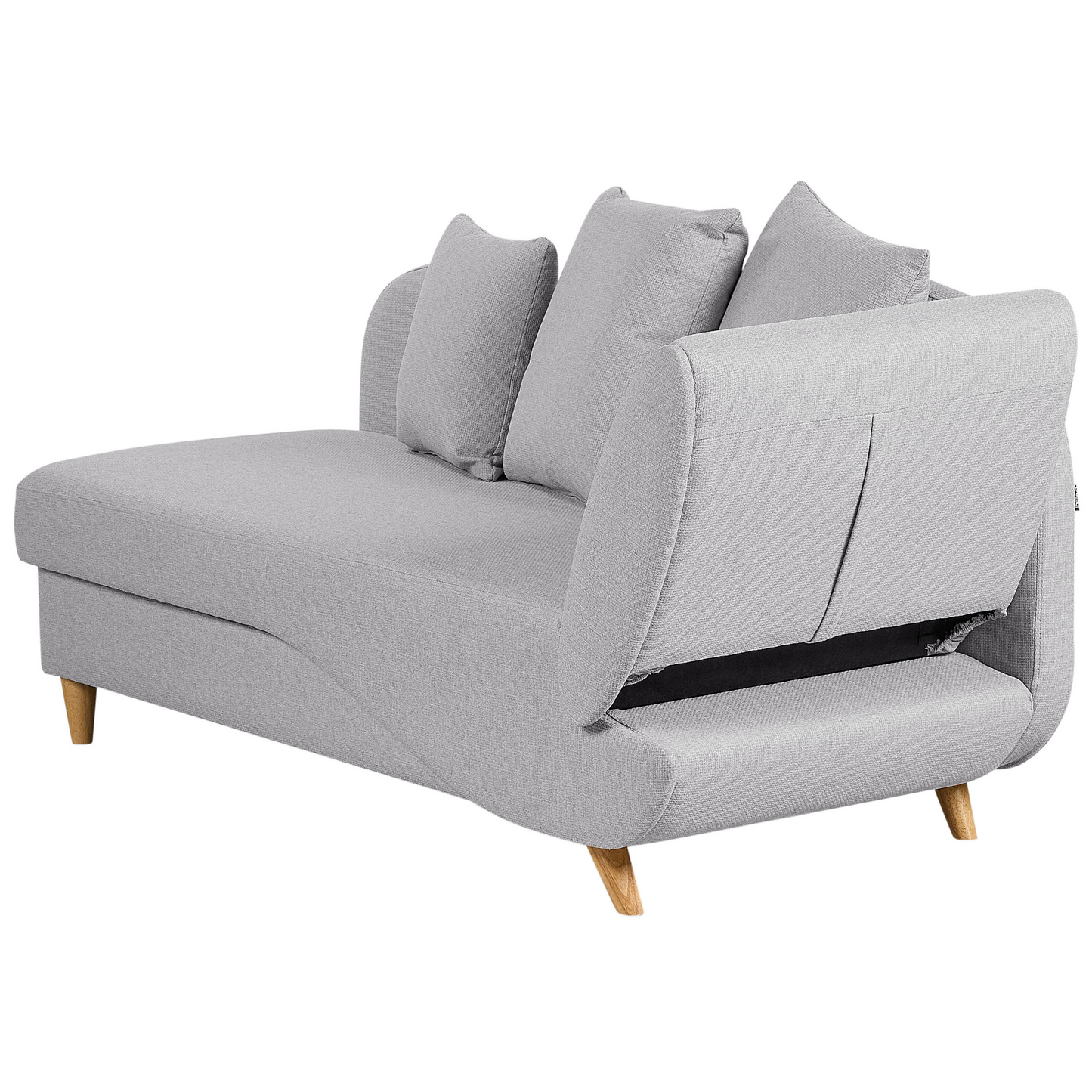 Chaiselongue Leinenoptik hellgrau mit Bettkasten rechtsseitig MERI II
