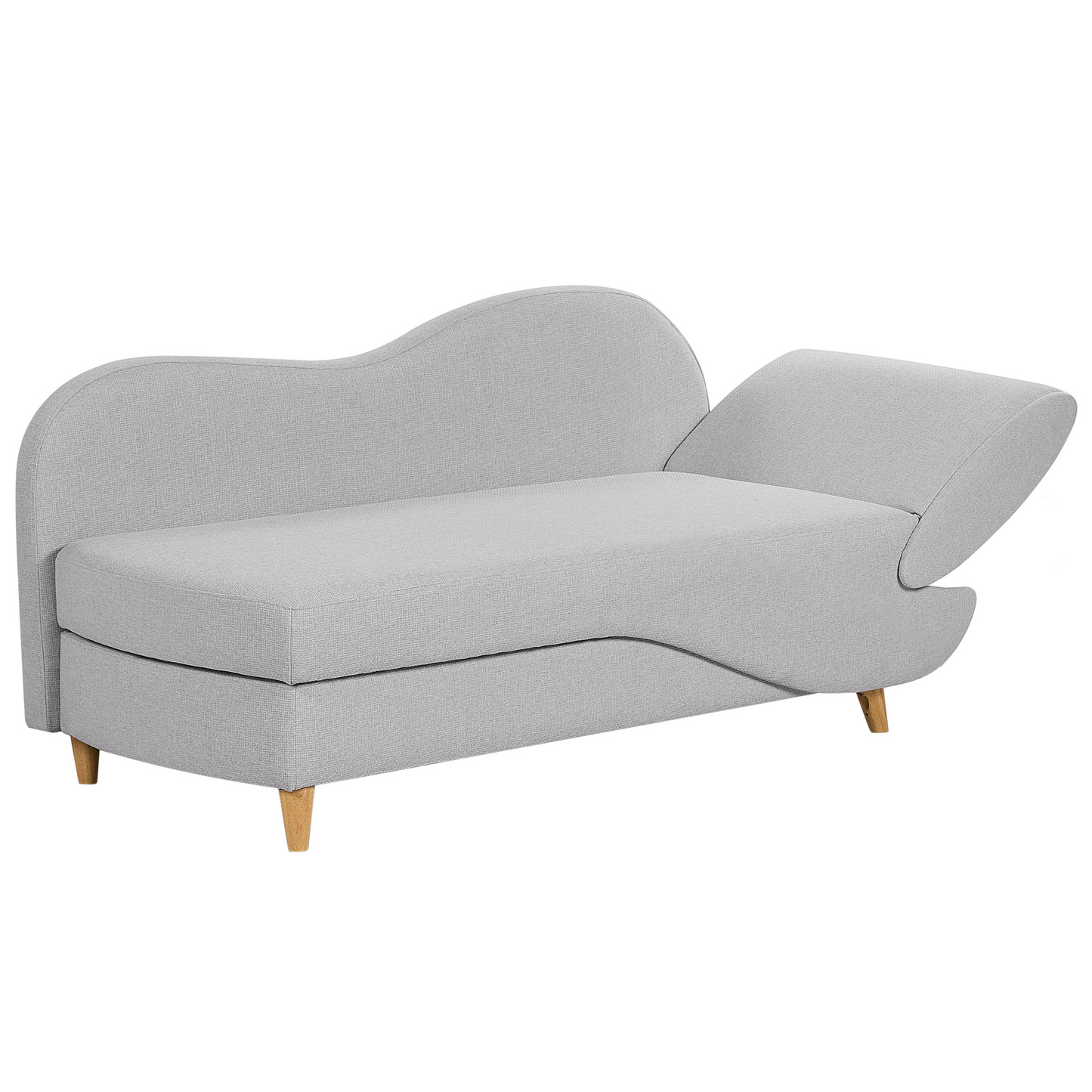 Chaiselongue Leinenoptik hellgrau mit Bettkasten rechtsseitig MERI II