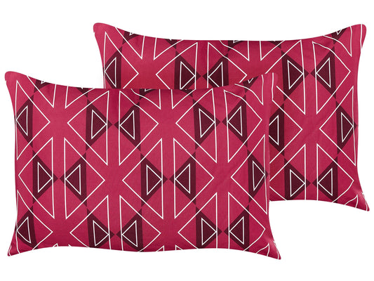 Gartenkissen 2er Set MEZZANO Geometrisches Muster 40 x 60 cm Fuchsia