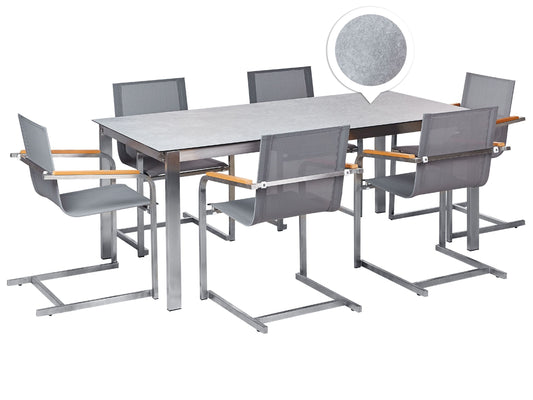 Gartenmöbel Set 6-Sitzer COSOLETO Sicherheitsglas Grau