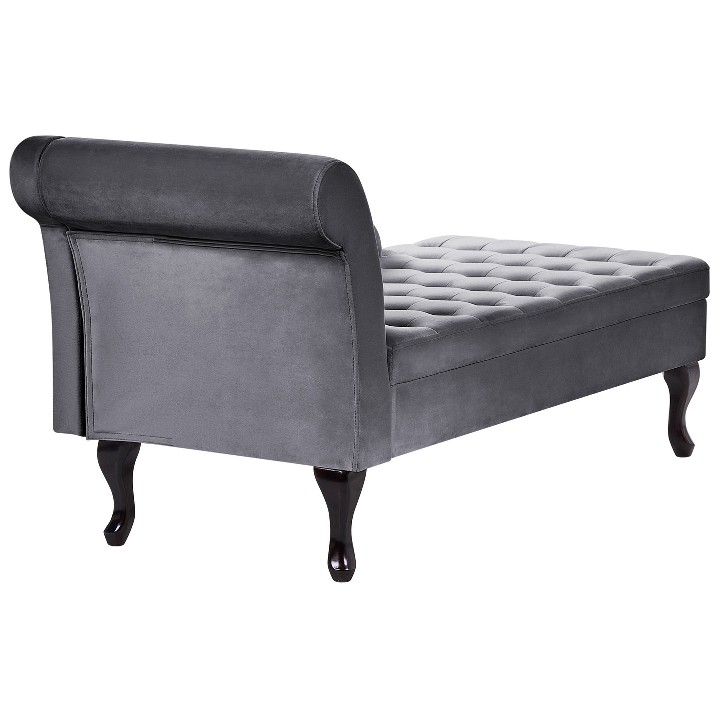 Chaiselongue Samtstoff dunkelgrau mit Bettkasten linksseitig PESSAC