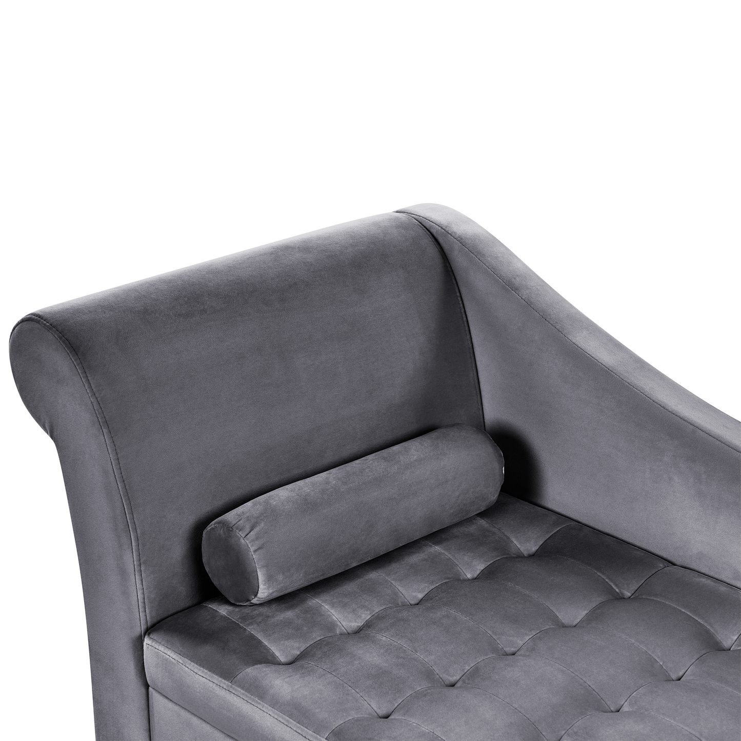 Chaiselongue Samtstoff dunkelgrau mit Bettkasten linksseitig PESSAC