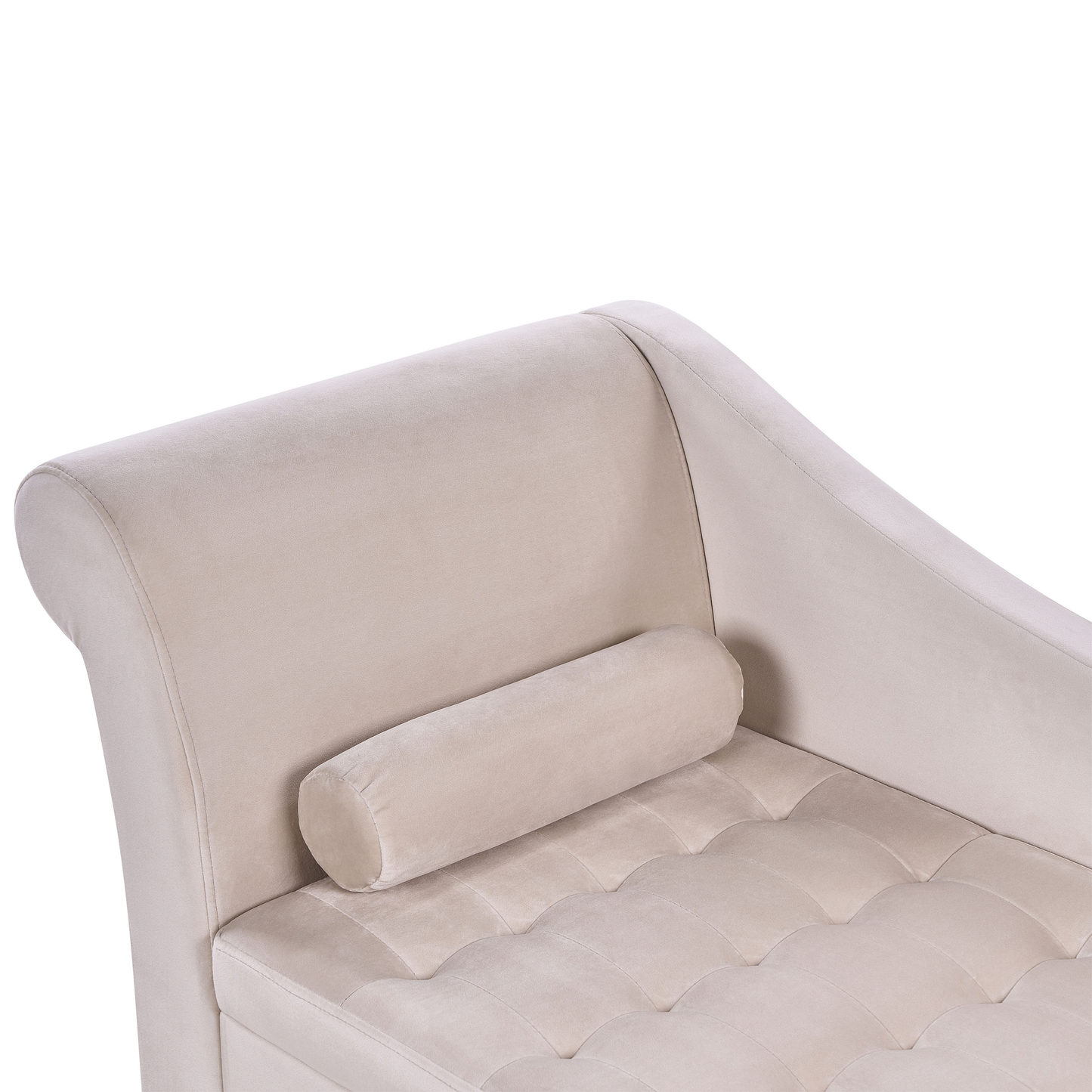 Chaiselongue Samtstoff hellbeige mit Bettkasten linksseitig PESSAC