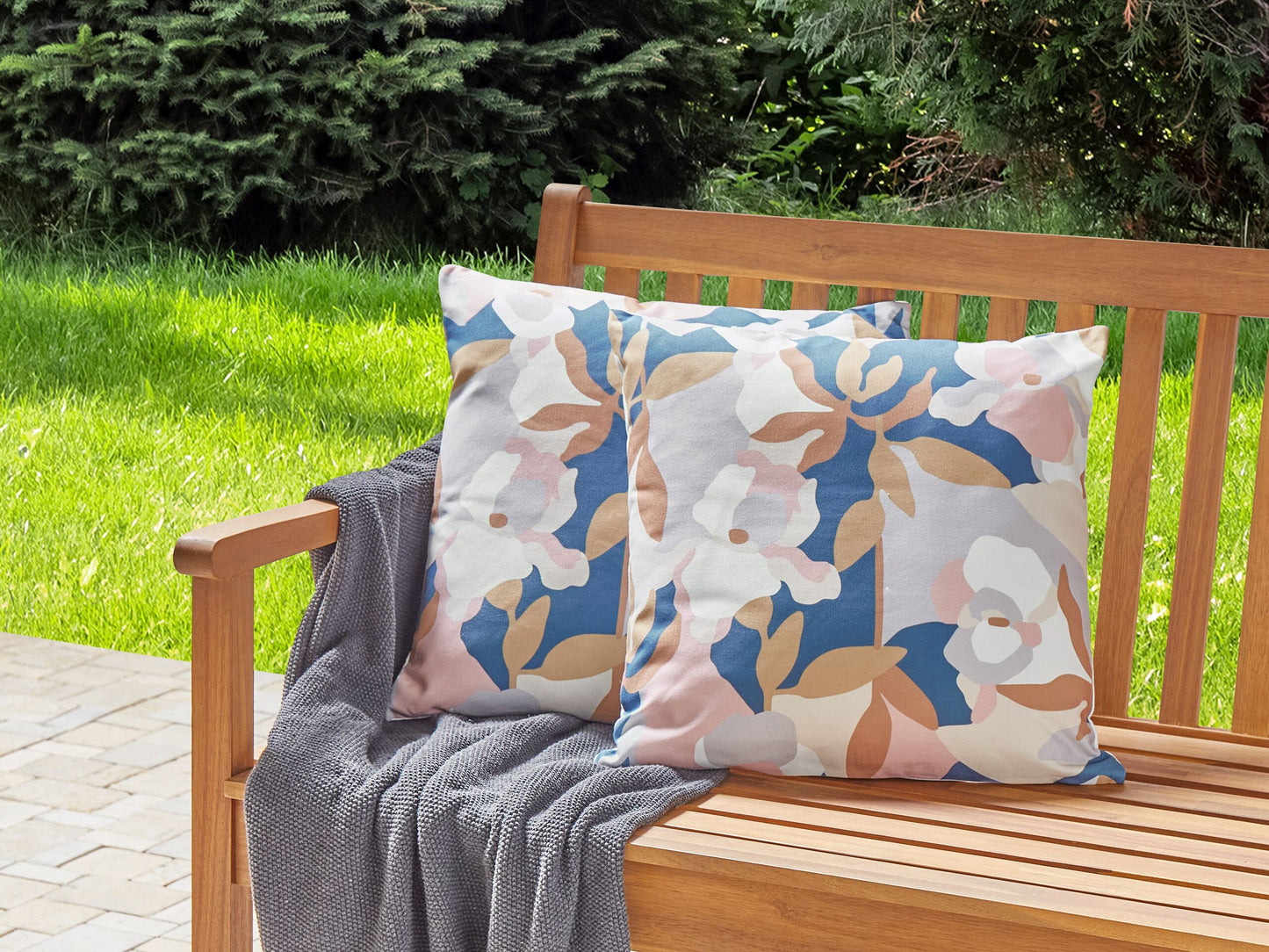 Gartenkissen 2er Set VEREZZI Blumenmuster 45 x 45 cm Bunt