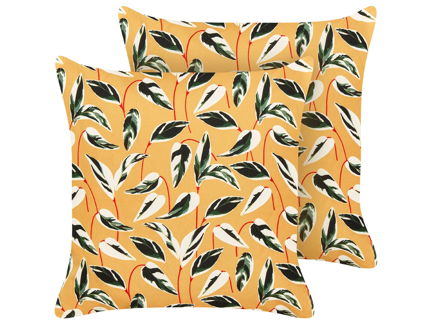 Gartenkissen 2er Set TAGGIA Pflanzenmuster 45 x 45 cm Gelb
