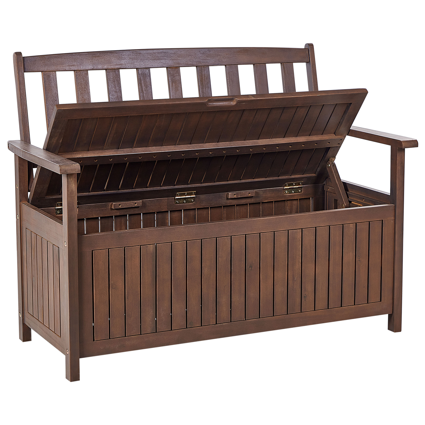Gartenbank mit Auflage SOVANA 120 cm mit Stauraum Akazienholz Rot