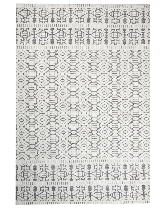 Teppich weiss / grau 200 x 300 cm geometrisches Muster Kurzflor SIBI