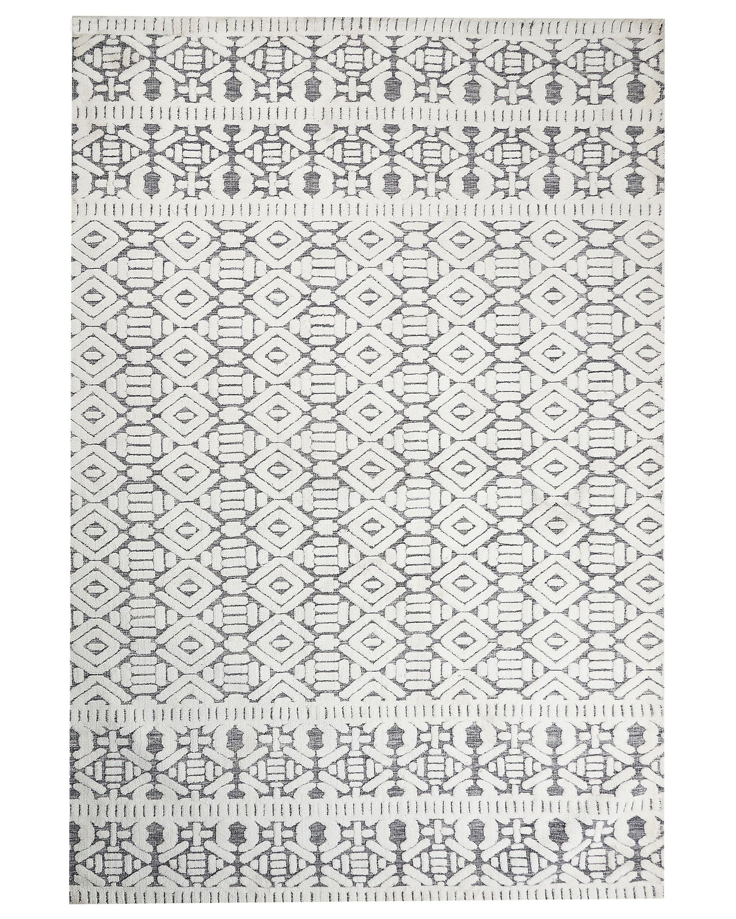 Teppich weiss / grau 200 x 300 cm geometrisches Muster Kurzflor SIBI