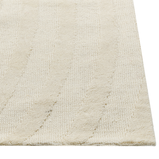 Teppich Wolle hellbeige 160 x 230 cm Streifenmuster MASTUNG