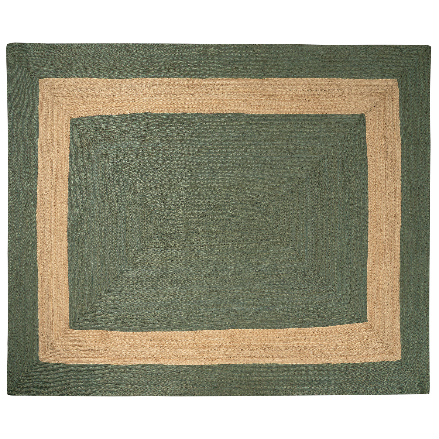 Teppich Jute grün / beige 300 x 400 cm geometrisches Muster Kurzflor KARAKUYU