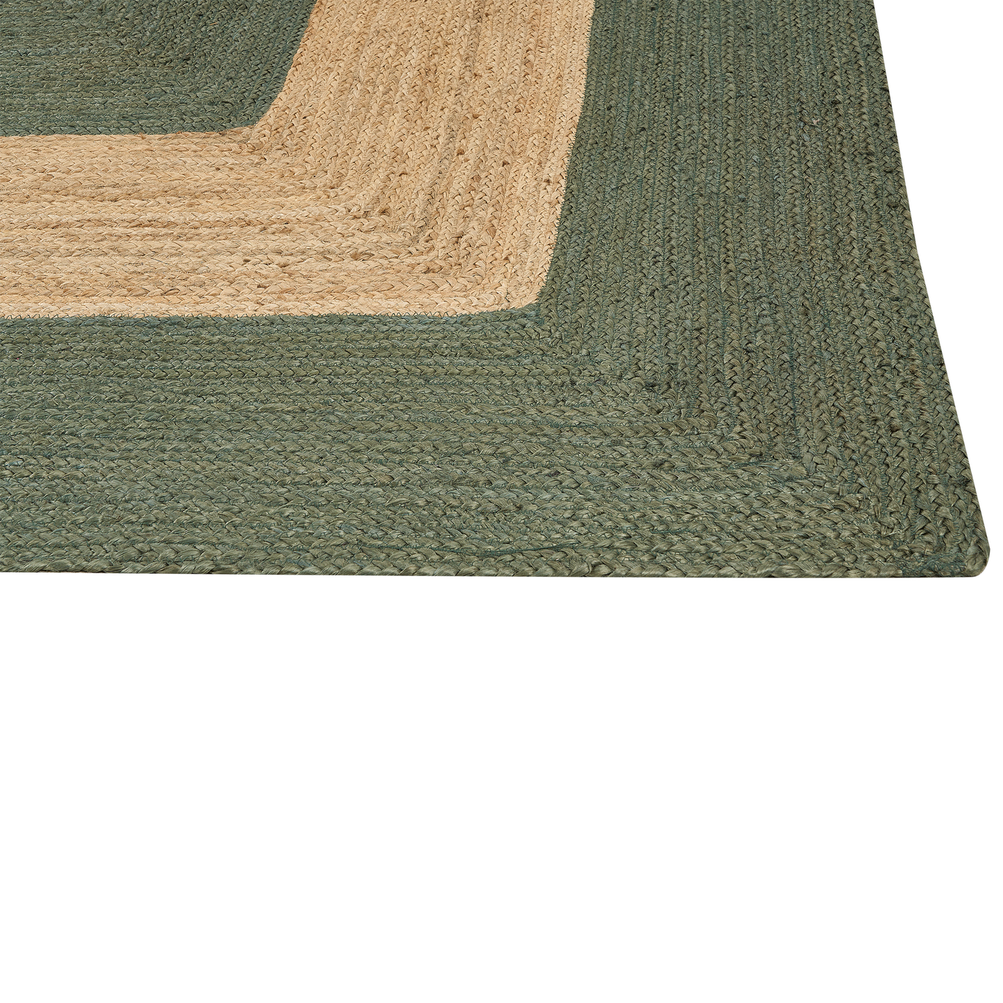 Teppich Jute grün / beige 300 x 400 cm geometrisches Muster Kurzflor KARAKUYU