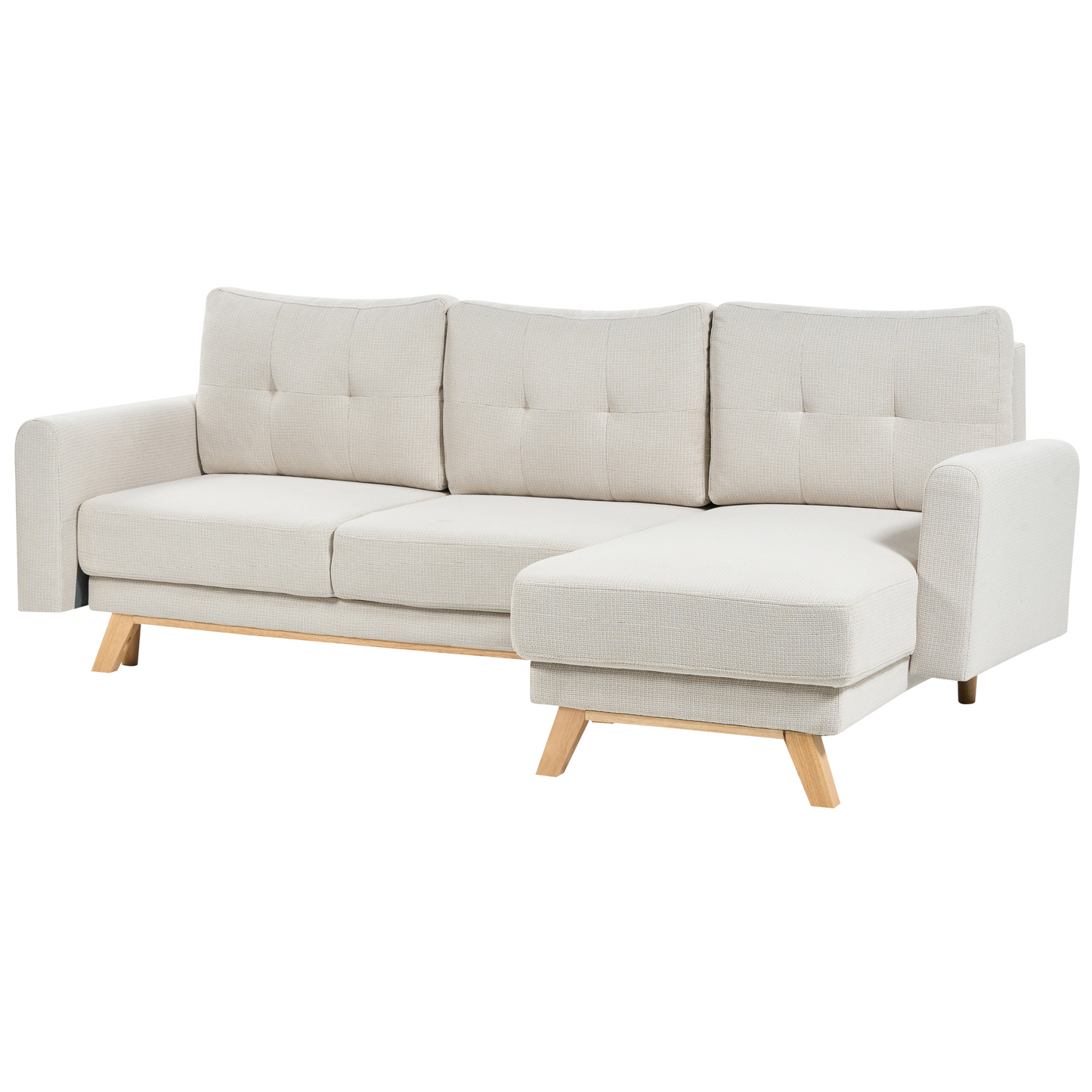 3-Sitzer Ecksofa hellbeige linksseitig mit Schlaffunktion Stauraum SIRO