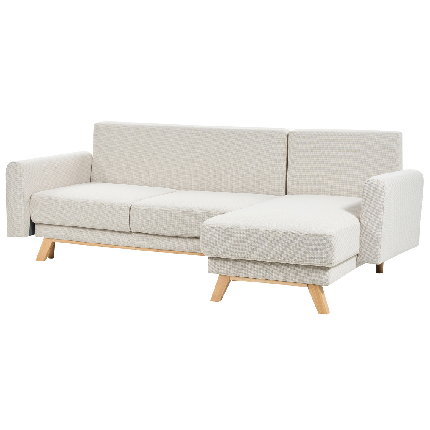 3-Sitzer Ecksofa hellbeige linksseitig mit Schlaffunktion Stauraum SIRO