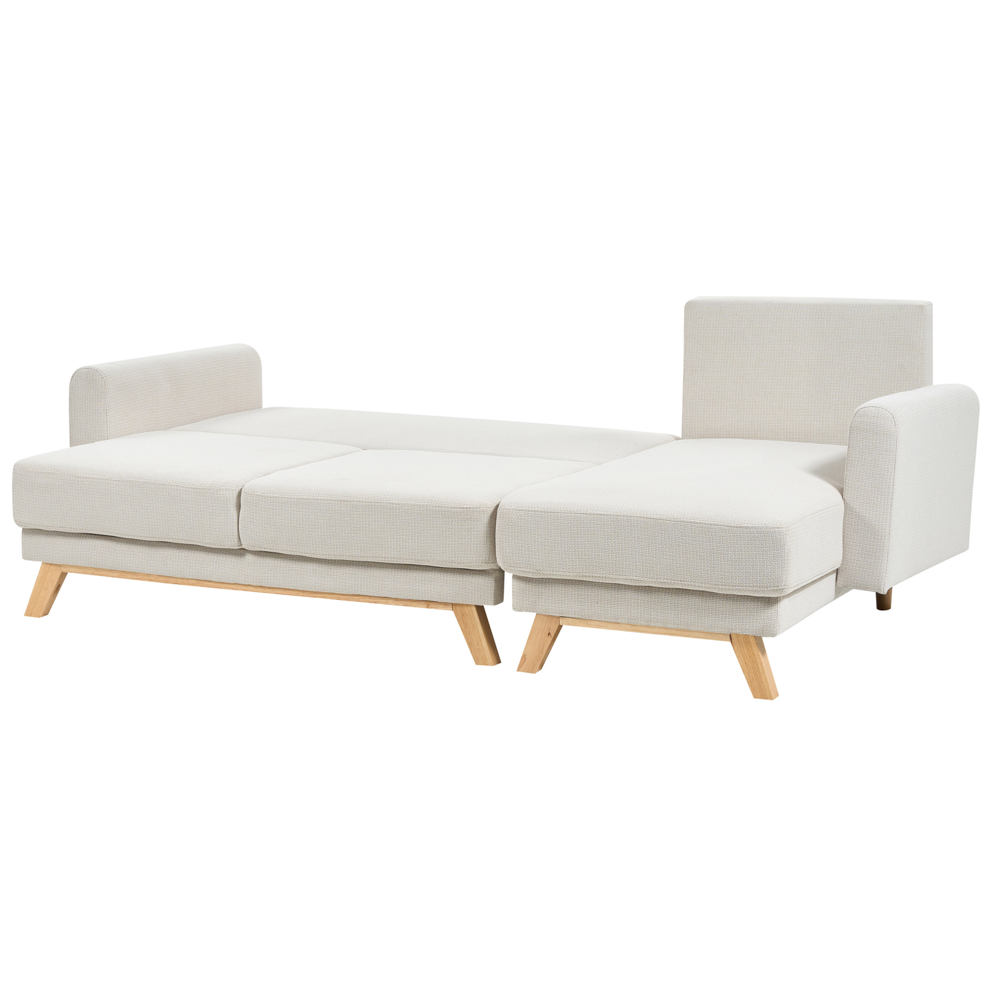 3-Sitzer Ecksofa hellbeige linksseitig mit Schlaffunktion Stauraum SIRO