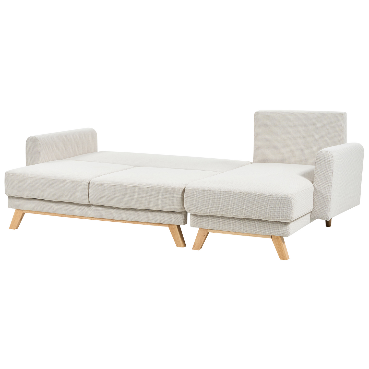 3-Sitzer Ecksofa hellbeige linksseitig mit Schlaffunktion Stauraum SIRO
