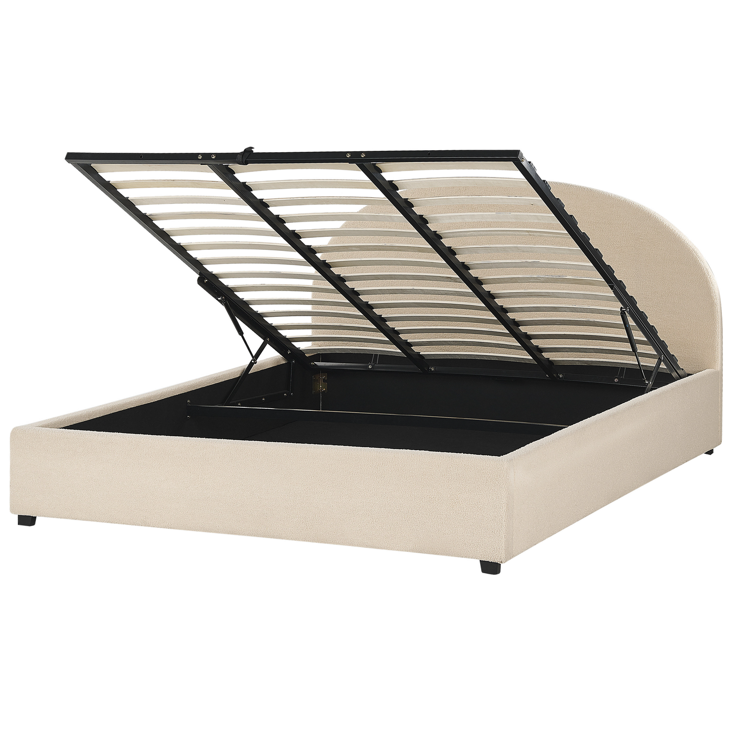 Bett mit Stauraum Bouclé VAUCLUSE 180 x 200 cm Beige