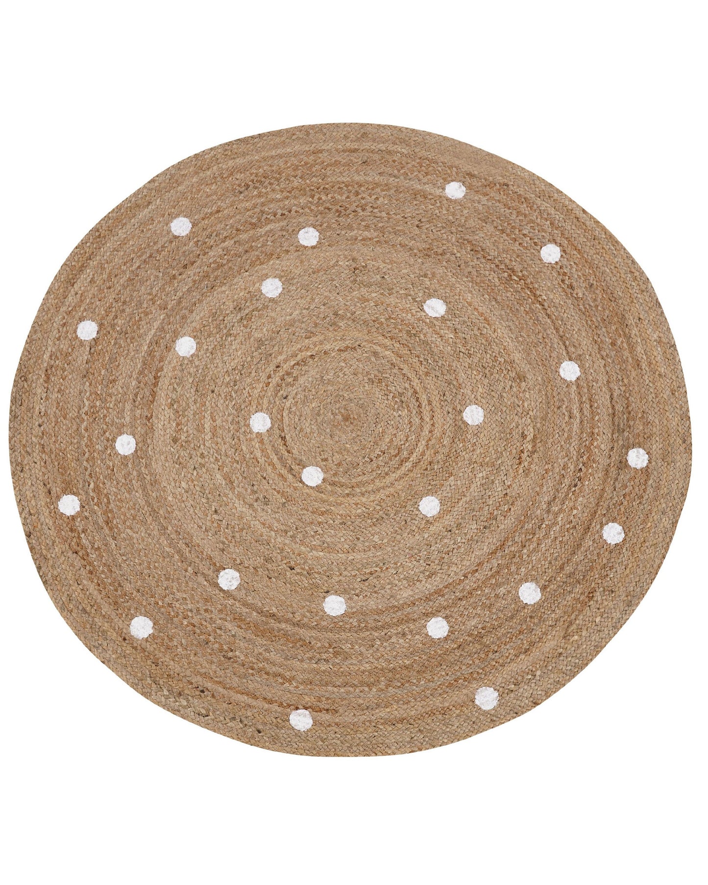 Teppich Jute beige ø 140 cm geometrisches Muster Kurzflor KHARRA