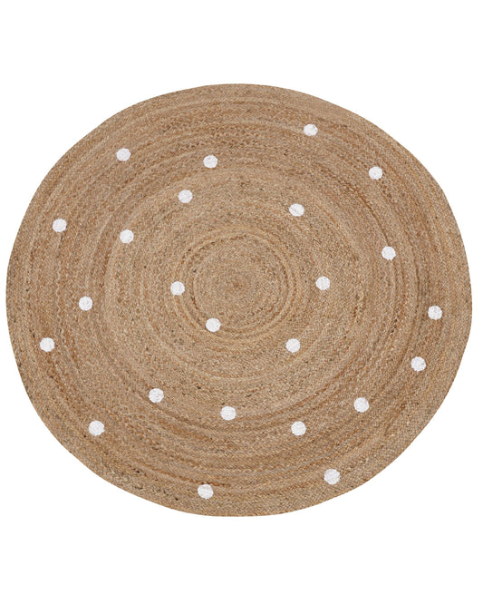 Teppich Jute beige ø 140 cm geometrisches Muster Kurzflor KHARRA