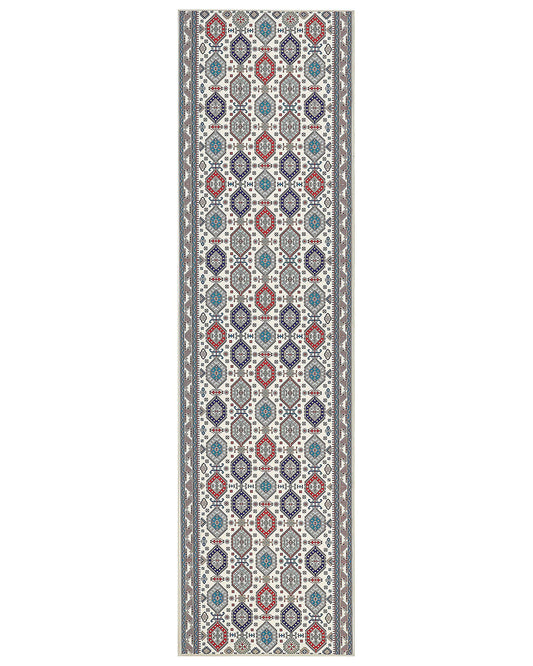 Teppich mehrfarbig 80 x 300 cm orientalisches Muster Kurzflor HACILAR