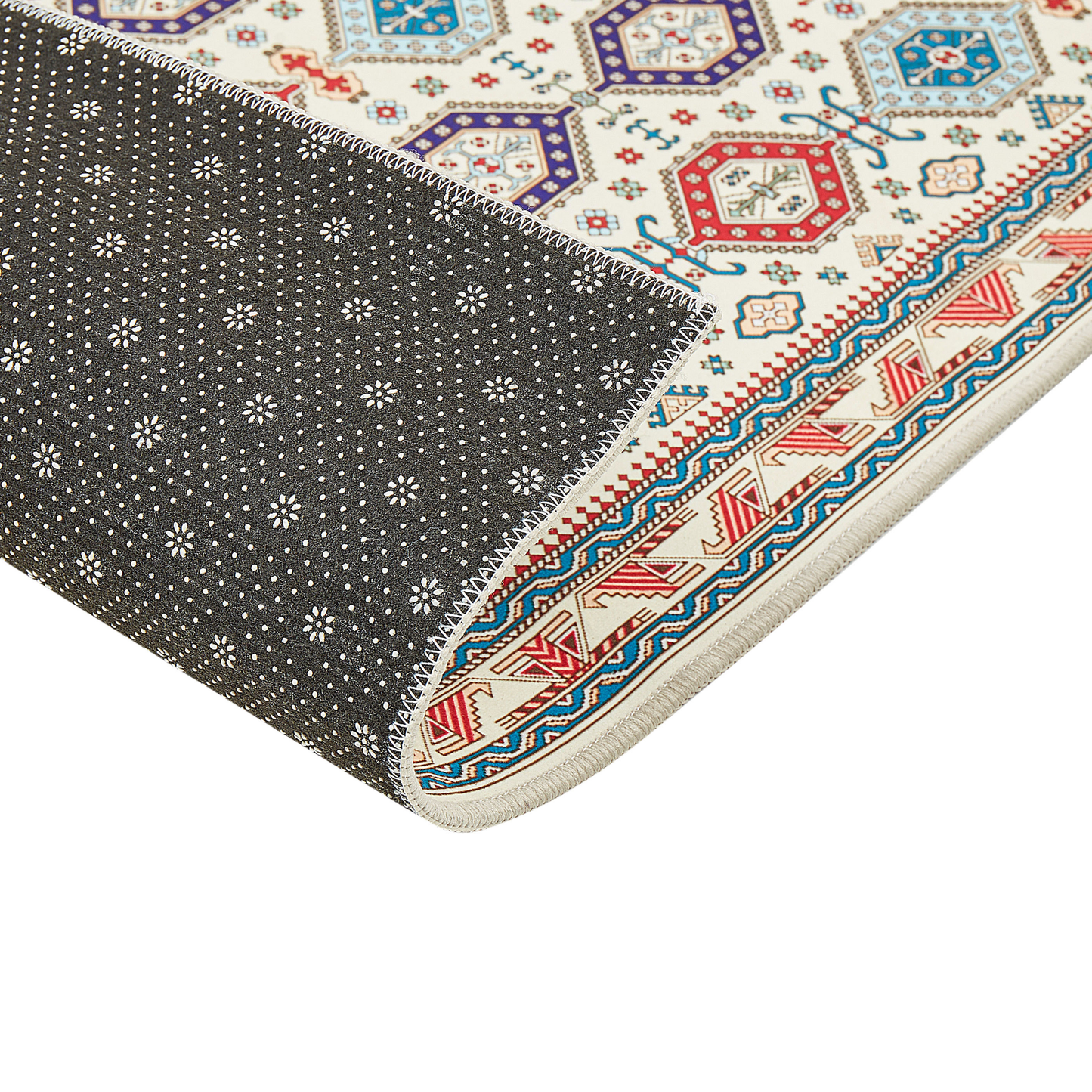 Teppich mehrfarbig 80 x 300 cm orientalisches Muster Kurzflor HACILAR