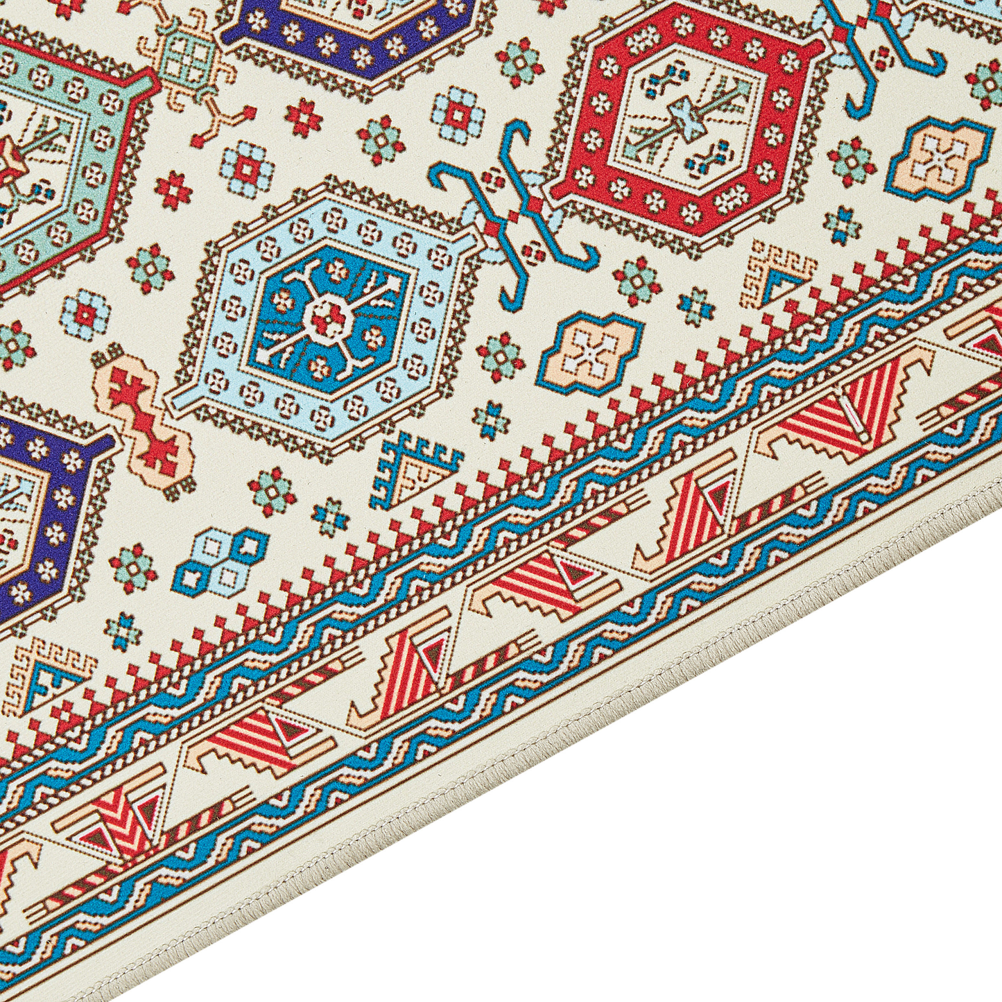 Teppich mehrfarbig 80 x 300 cm orientalisches Muster Kurzflor HACILAR