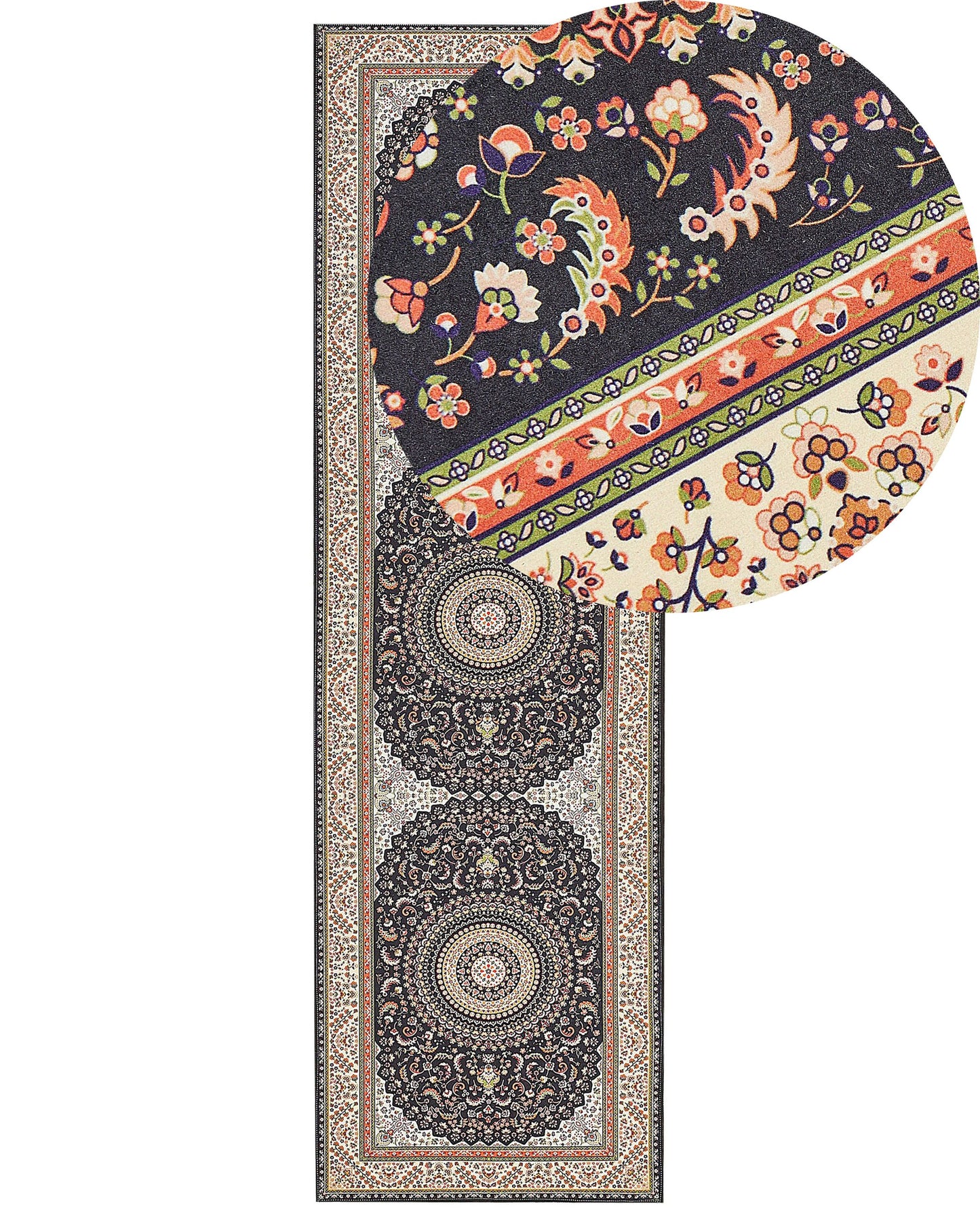 Teppich mehrfarbig 60 x 200 cm orientalisches Muster Kurzflor CIVRIL