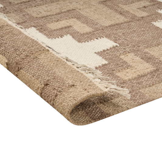 Teppich Jute beige 200 x 300 cm geometrisches Muster Kurzflor KONURTAY