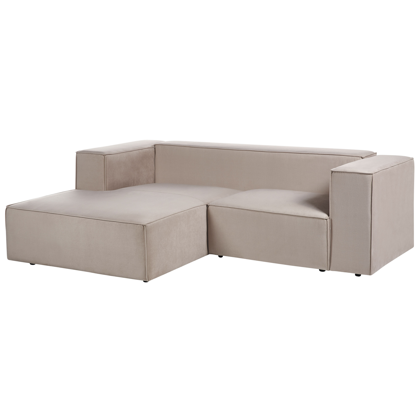2-Sitzer Ecksofa Samtstoff taupe rechtsseitig VERNON