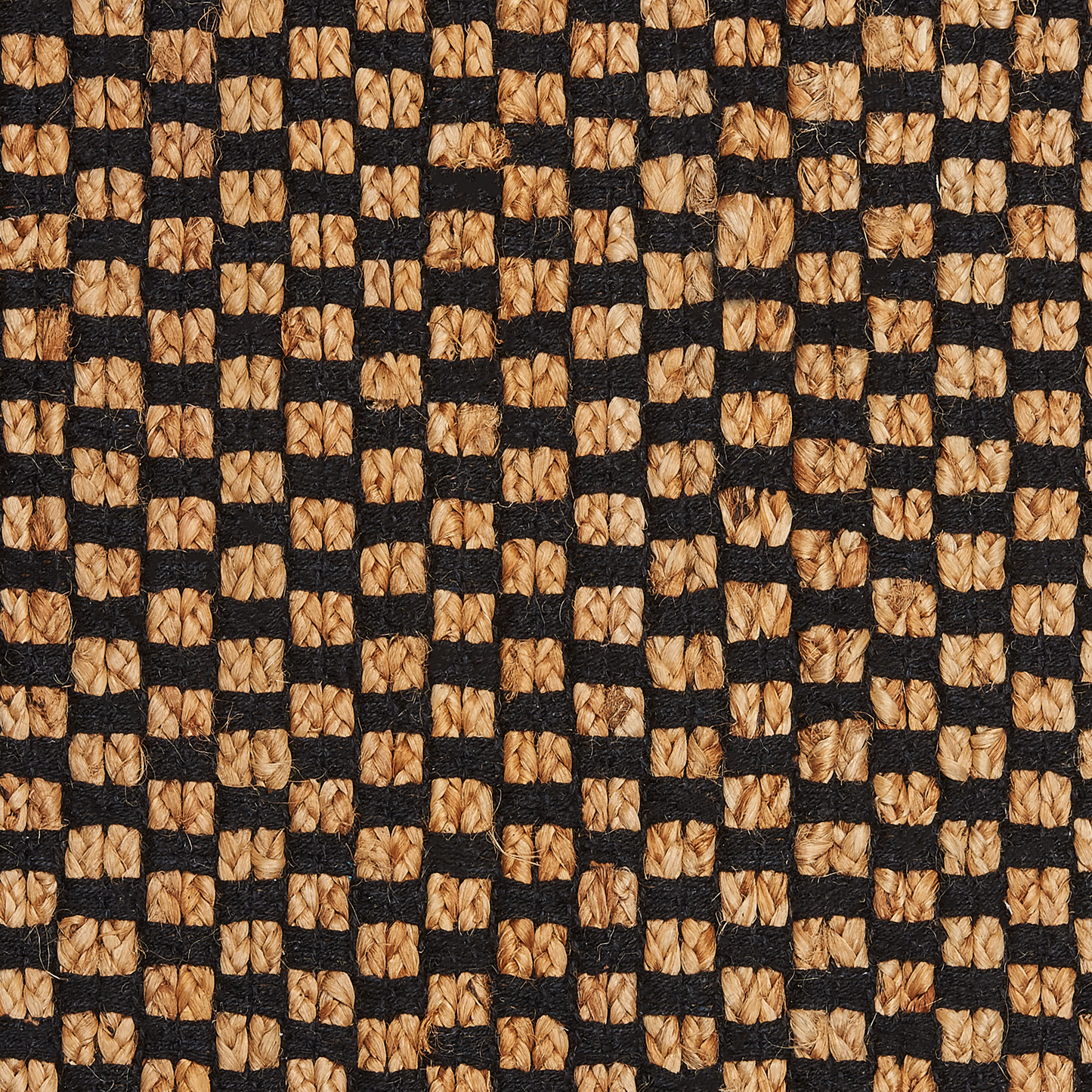 Teppich Jute schwarz / beige 140 x 200 cm kariertes Muster Kurzflor GERCE