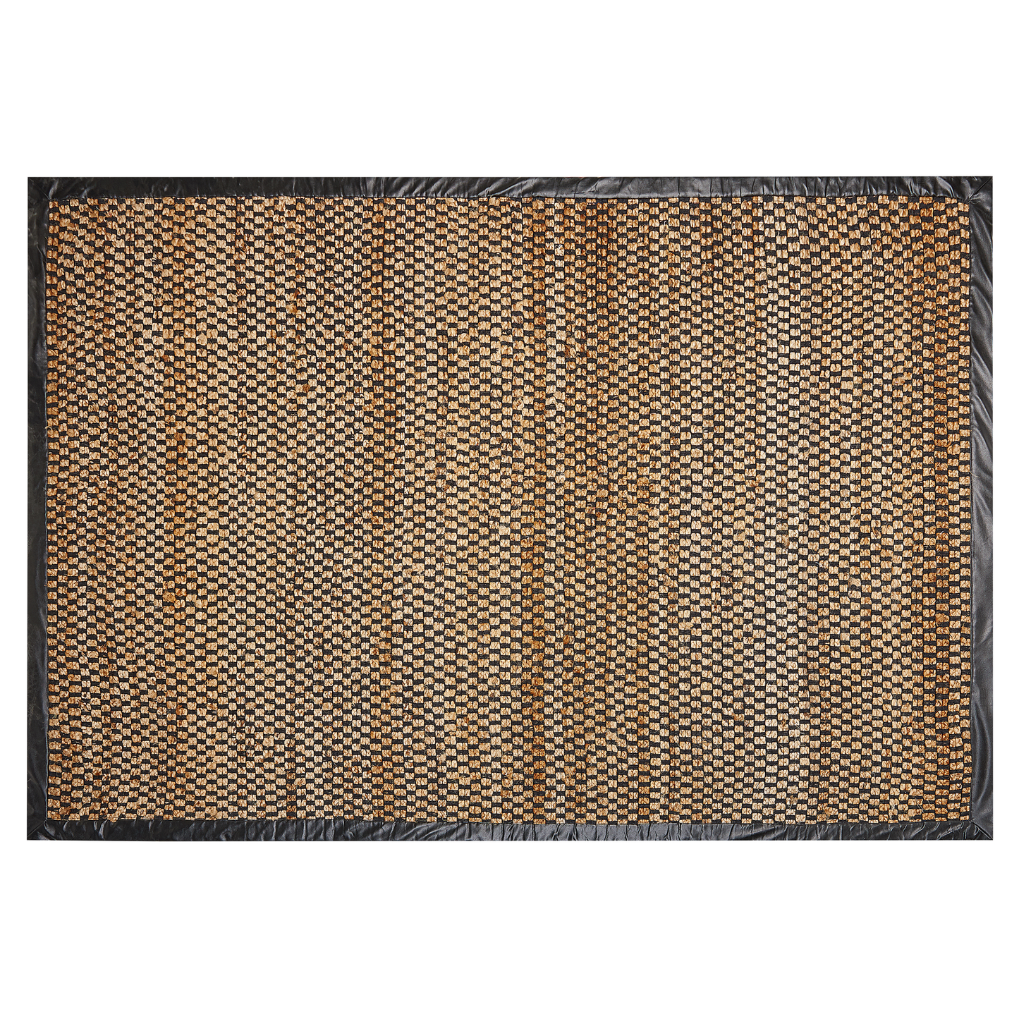 Teppich Jute schwarz / beige 140 x 200 cm kariertes Muster Kurzflor GERCE