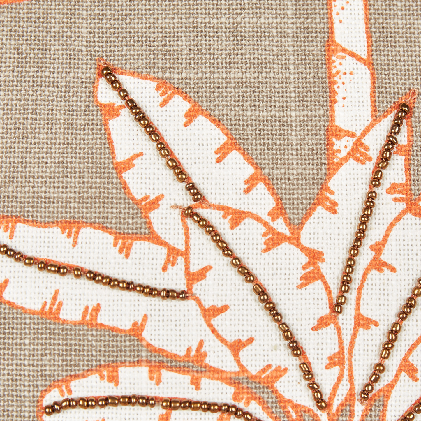 Dekokissen MELOBESIA Baumwolle 45 x 45 cm Beige Pflanzenmuster