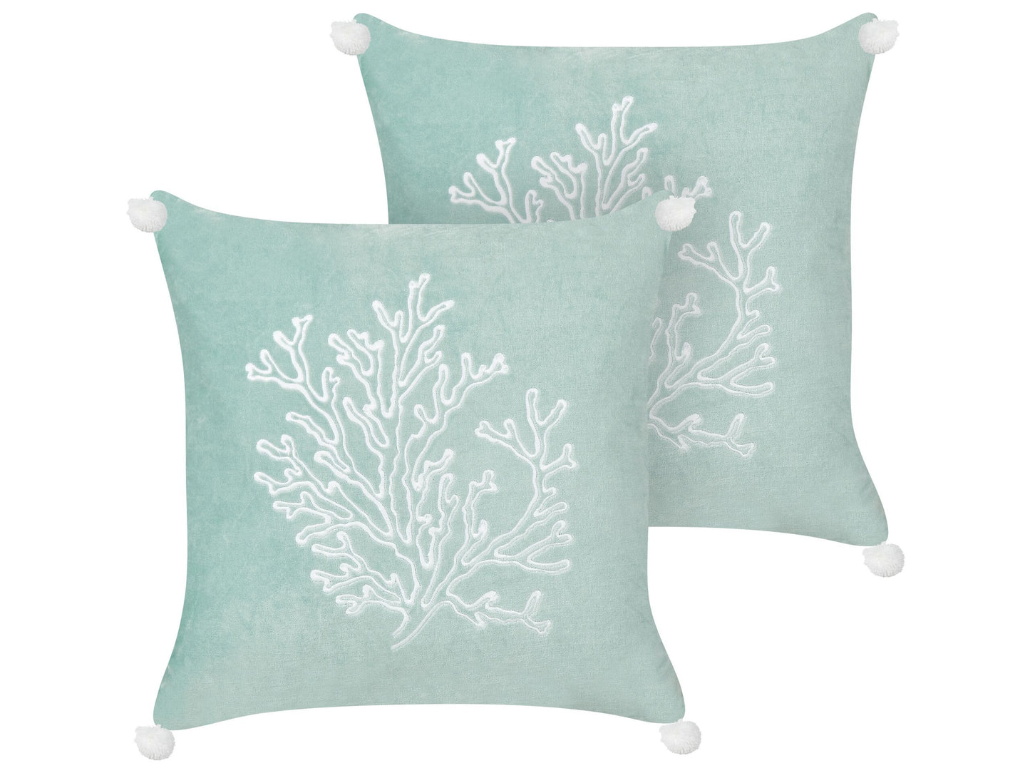 Dekokissen 2er Set NORI Baumwolle 45 x 45 cm Mintgrün Pflanzenmuster