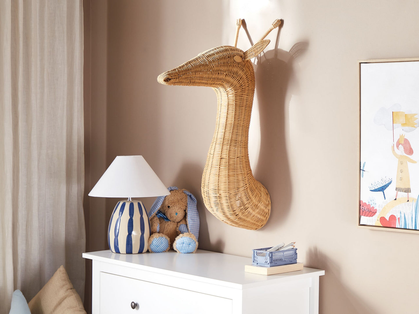Wandobjekt Giraffe BANANEC Rattan 83 cm Naturfarben