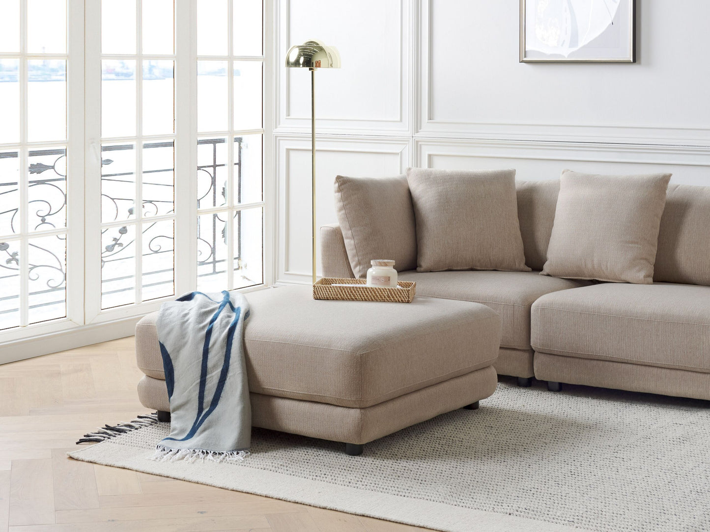 Ottomane SIGTUNA Stoff Beige