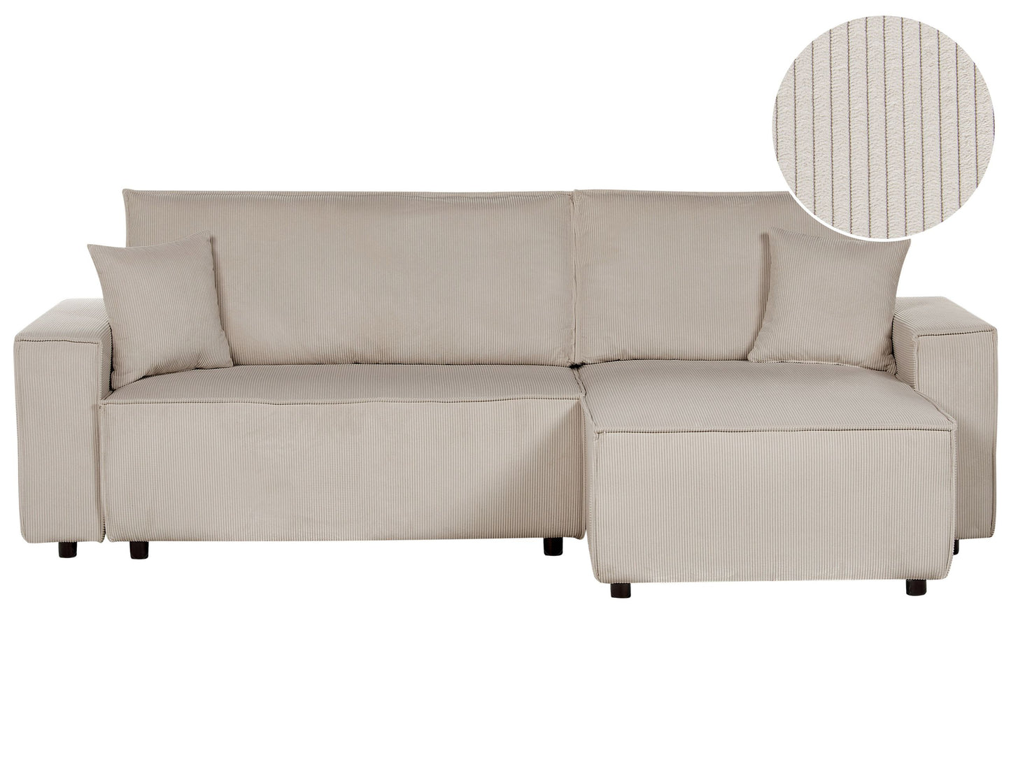 2-Sitzer Ecksofa Cord beige linksseitig mit Schlaffunktion ABACKA