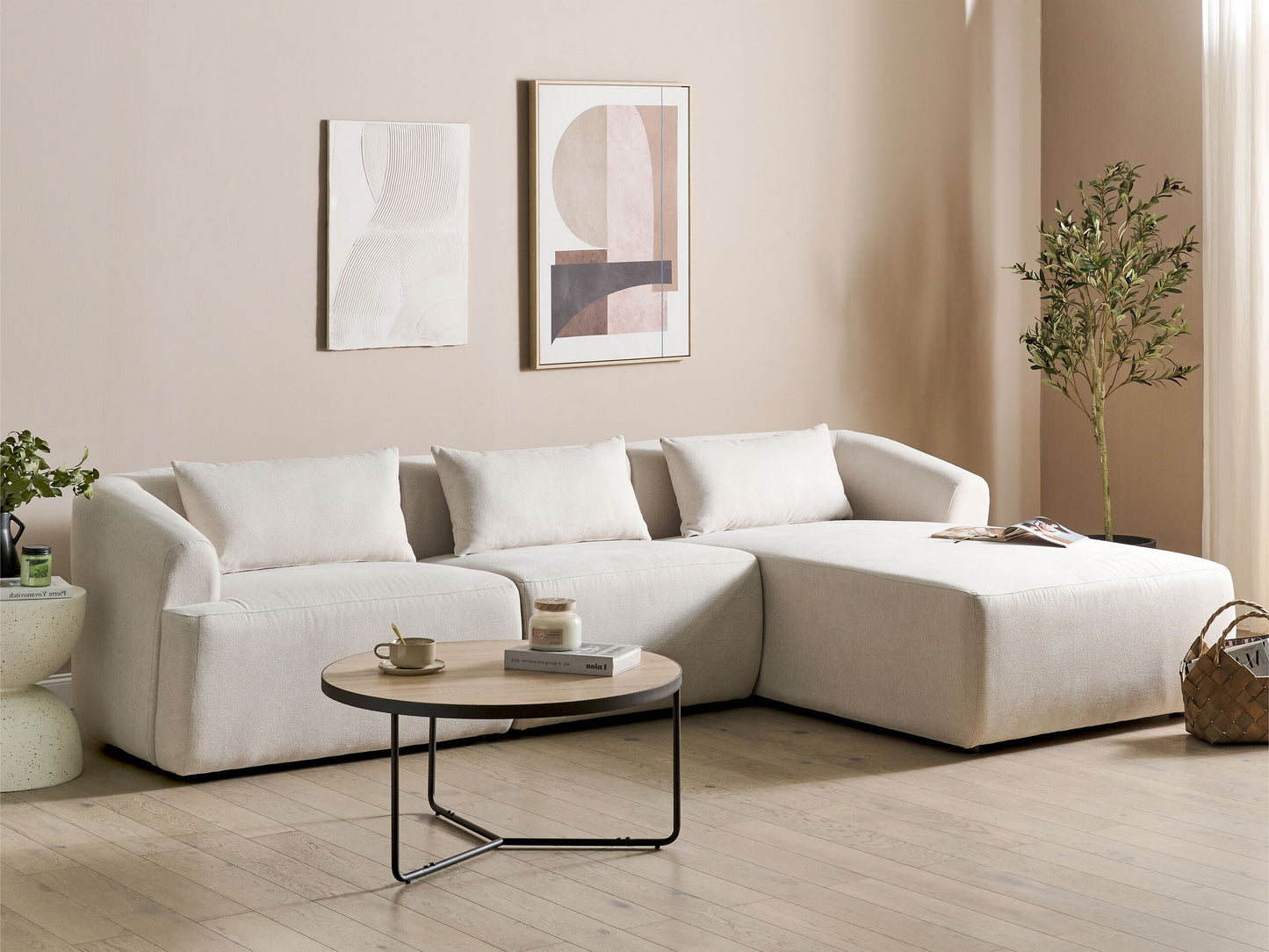3-Sitzer Ecksofa hellbeige linksseitig SVANSELE